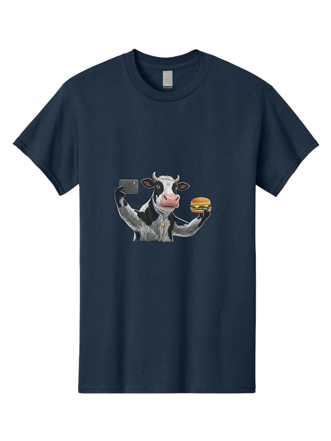 Cow-Selfie-Burger-2 Men'S Graphic Tee, 100% Cotton, Comfortable Casual Summer Wear, Machine Washable, Vintage Camera, Old Camera, Antique Camera, Black Camera, Classic Photography, Photography Equipment, Nostalgic Device, Film Camera, Bah807 6