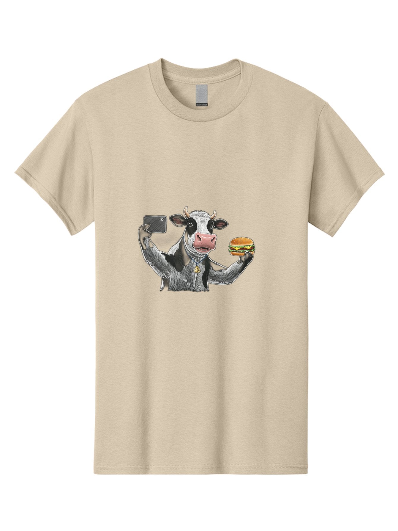 Cow-Selfie-Burger-2 Men'S Graphic Tee, 100% Cotton, Comfortable Casual Summer Wear, Machine Washable, Vintage Camera, Old Camera, Antique Camera, Black Camera, Classic Photography, Photography Equipment, Nostalgic Device, Film Camera, Bah807 7