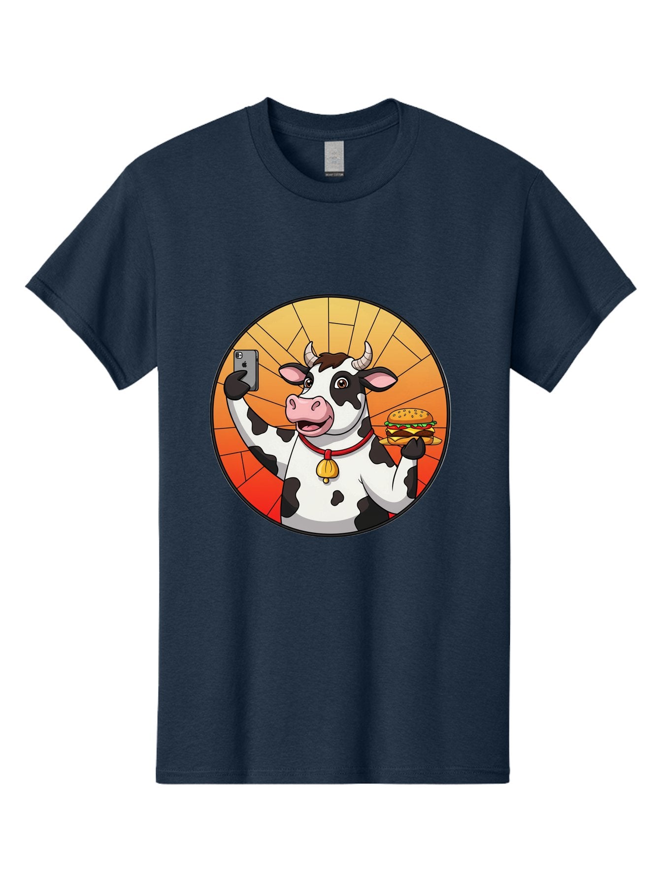 Cow-Selfie-Burger Men'S Graphic Tee, 100% Cotton, Comfortable Casual Summer Wear, Machine Washable, Vintage Camera, Old Camera, Antique Camera, Black Camera, Classic Photography, Photography Equipment, Nostalgic Device, Film Camera, Camera Art Bah808 8