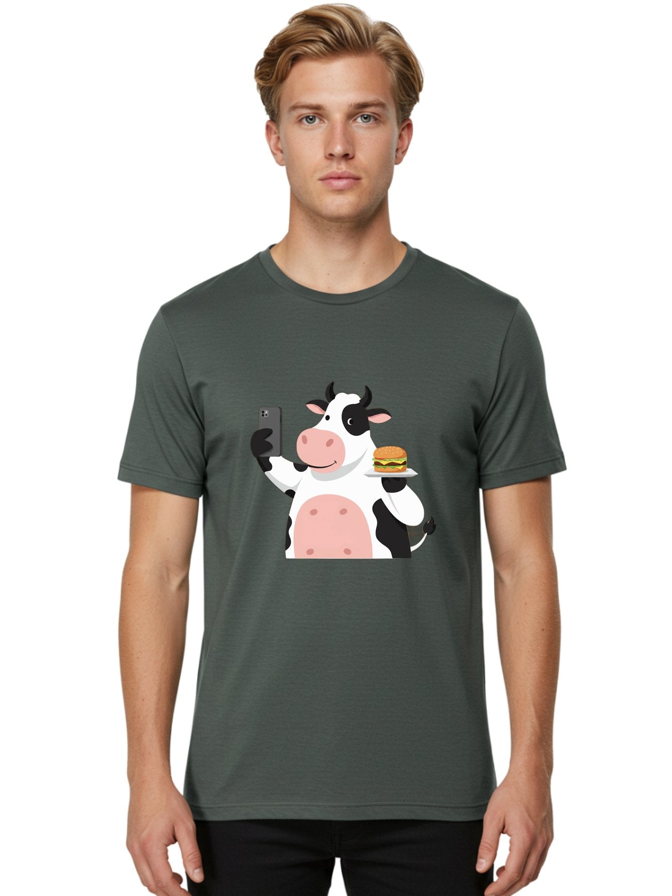 Cow-Serving-Burger Men'S Graphic Tee, 100% Cotton, Comfortable Casual Summer Wear, Machine Washable, Vintage Camera, Old Camera, Antique Camera, Black Camera, Classic Photography, Photography Equipment, Nostalgic Device, Film Camera, Bah810 26