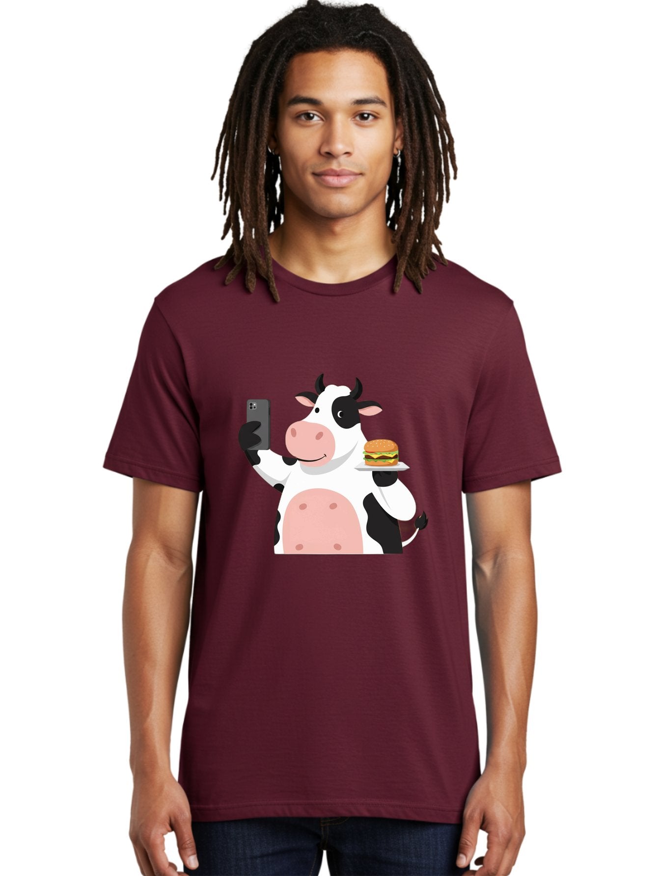 Cow-Serving-Burger Men'S Graphic Tee, 100% Cotton, Comfortable Casual Summer Wear, Machine Washable, Vintage Camera, Old Camera, Antique Camera, Black Camera, Classic Photography, Photography Equipment, Nostalgic Device, Film Camera, Bah810 30