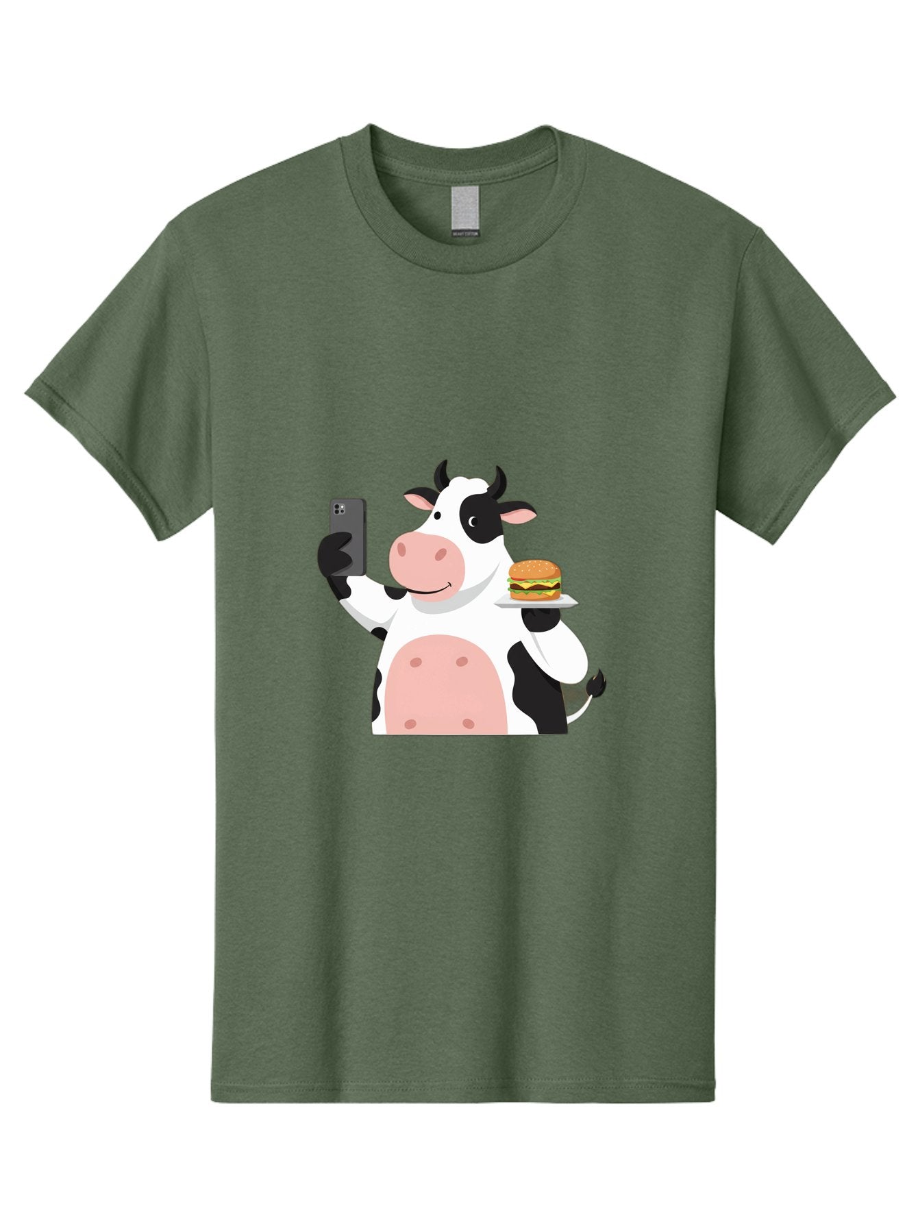 Cow-Serving-Burger Men'S Graphic Tee, 100% Cotton, Comfortable Casual Summer Wear, Machine Washable, Vintage Camera, Old Camera, Antique Camera, Black Camera, Classic Photography, Photography Equipment, Nostalgic Device, Film Camera, Bah810