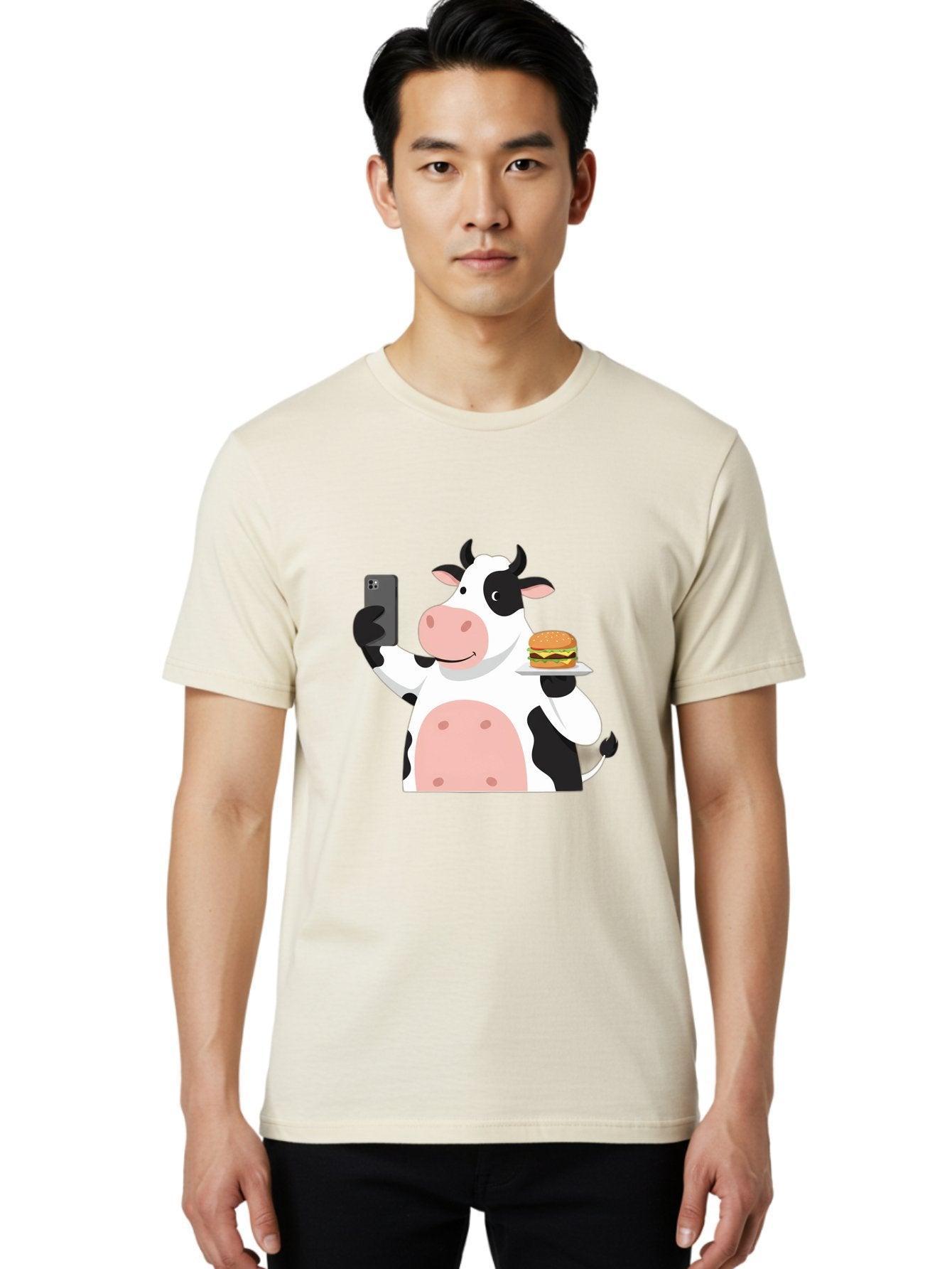 Cow-Serving-Burger Men'S Graphic Tee, 100% Cotton, Comfortable Casual Summer Wear, Machine Washable, Vintage Camera, Old Camera, Antique Camera, Black Camera, Classic Photography, Photography Equipment, Nostalgic Device, Film Camera, Bah810 21