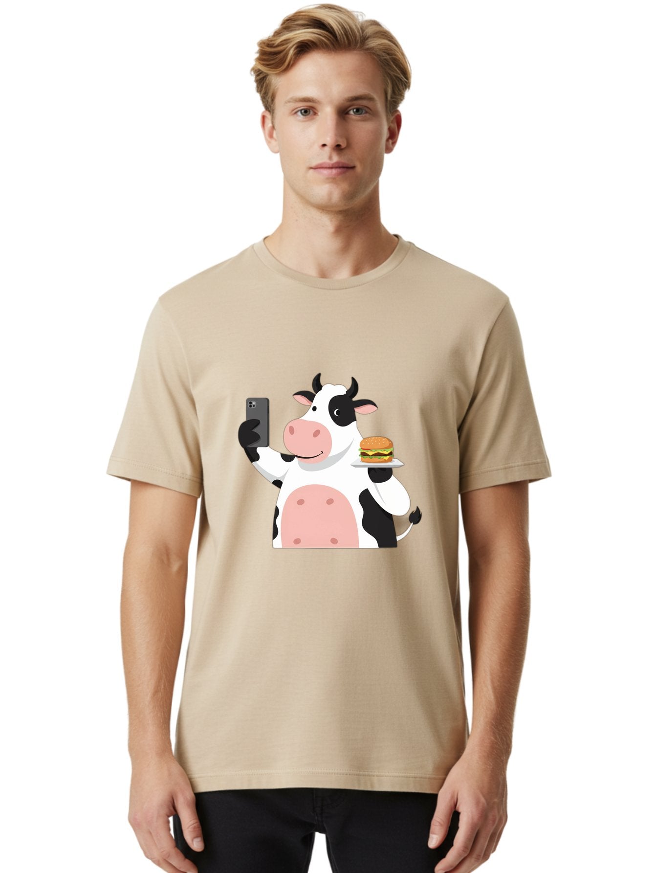 Cow-Serving-Burger Men'S Graphic Tee, 100% Cotton, Comfortable Casual Summer Wear, Machine Washable, Vintage Camera, Old Camera, Antique Camera, Black Camera, Classic Photography, Photography Equipment, Nostalgic Device, Film Camera, Bah810 22