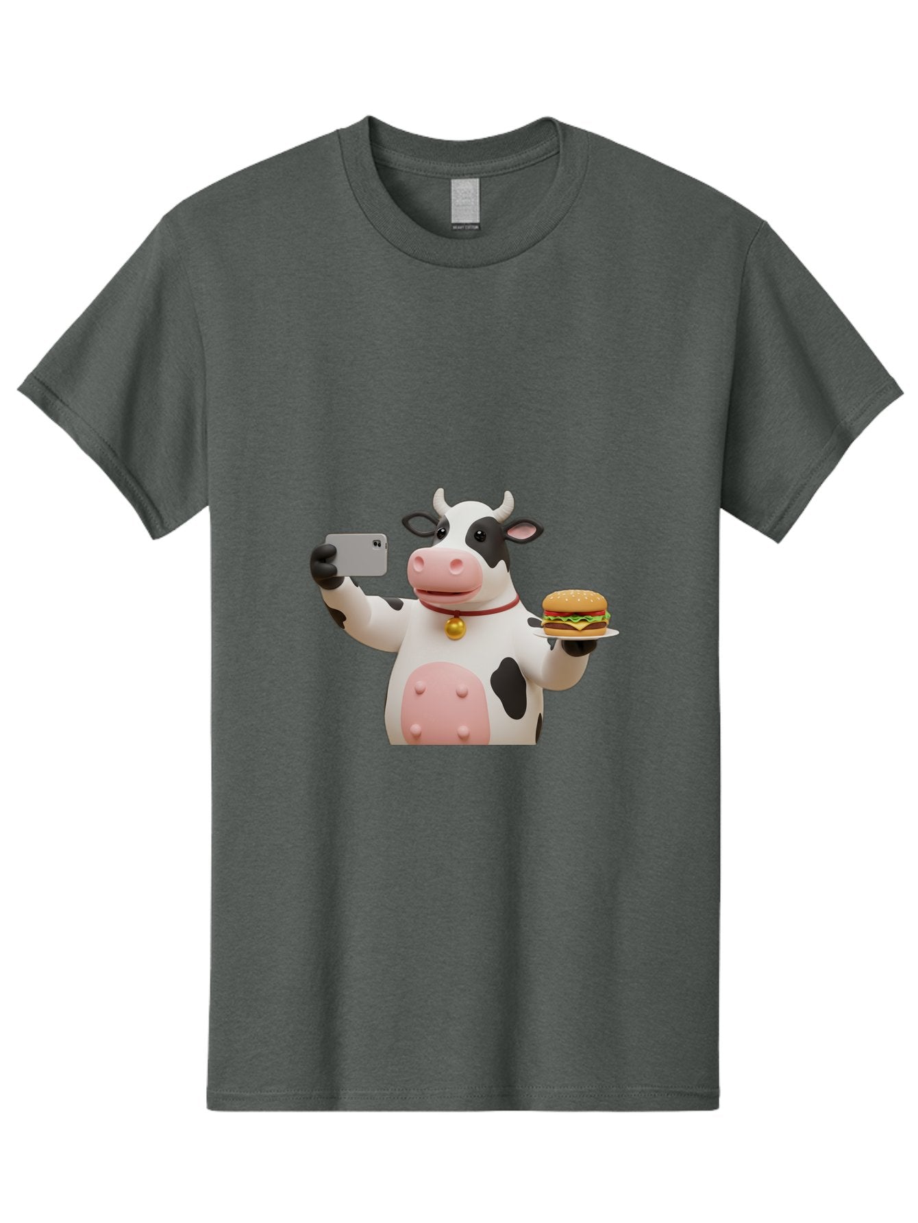 Cow-Taking-Selfie-With-Burger-1 Men'S Graphic Tee, 100% Cotton, Comfortable Casual Summer Wear, Machine Washable, Vintage Camera, Old Camera, Antique Camera, Black Camera, Classic Photography, Photography Equipment, Nostalgic Device, Bah812 4