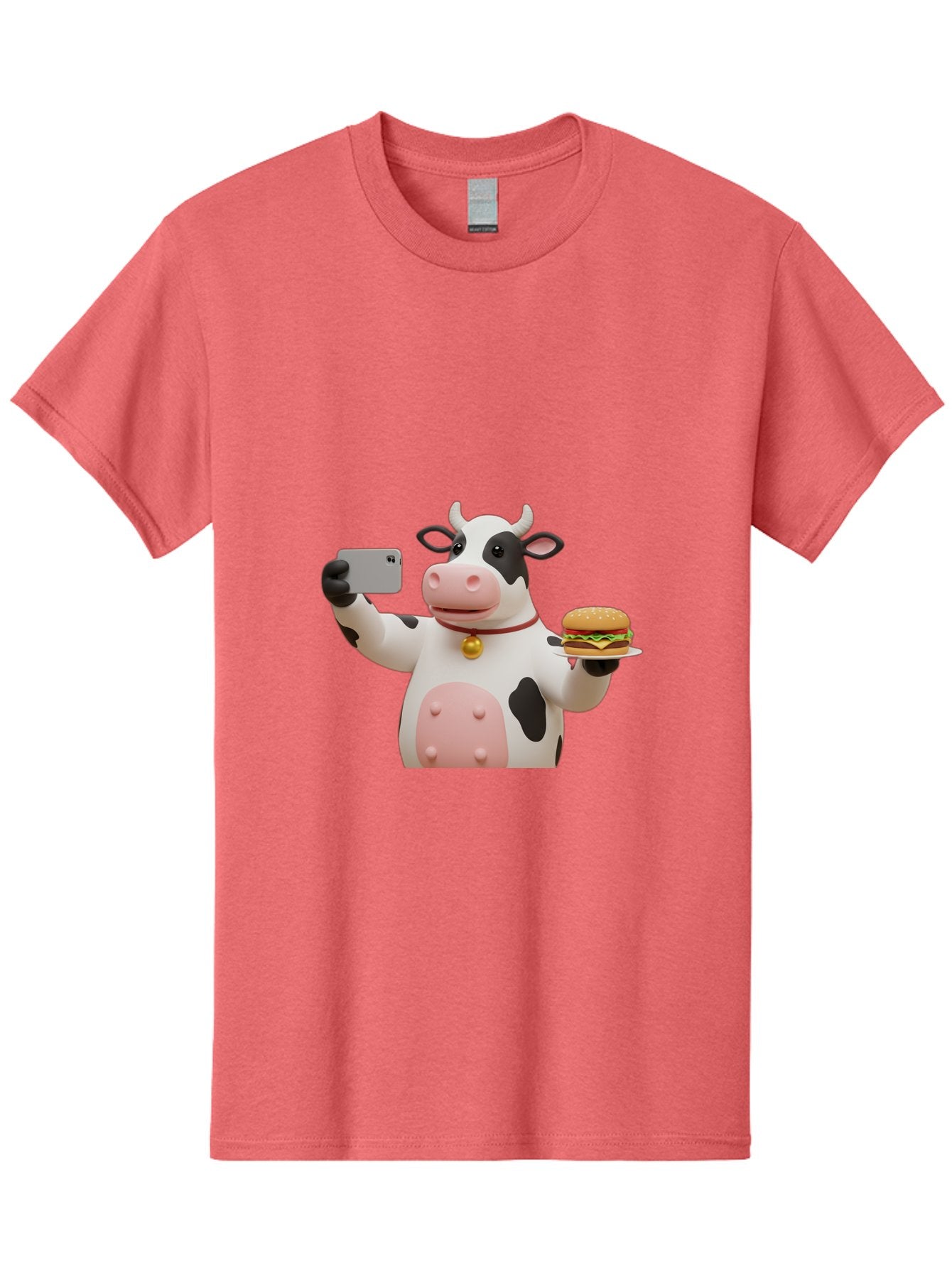 Cow-Taking-Selfie-With-Burger-1 Men'S Graphic Tee, 100% Cotton, Comfortable Casual Summer Wear, Machine Washable, Vintage Camera, Old Camera, Antique Camera, Black Camera, Classic Photography, Photography Equipment, Nostalgic Device, Bah812 10