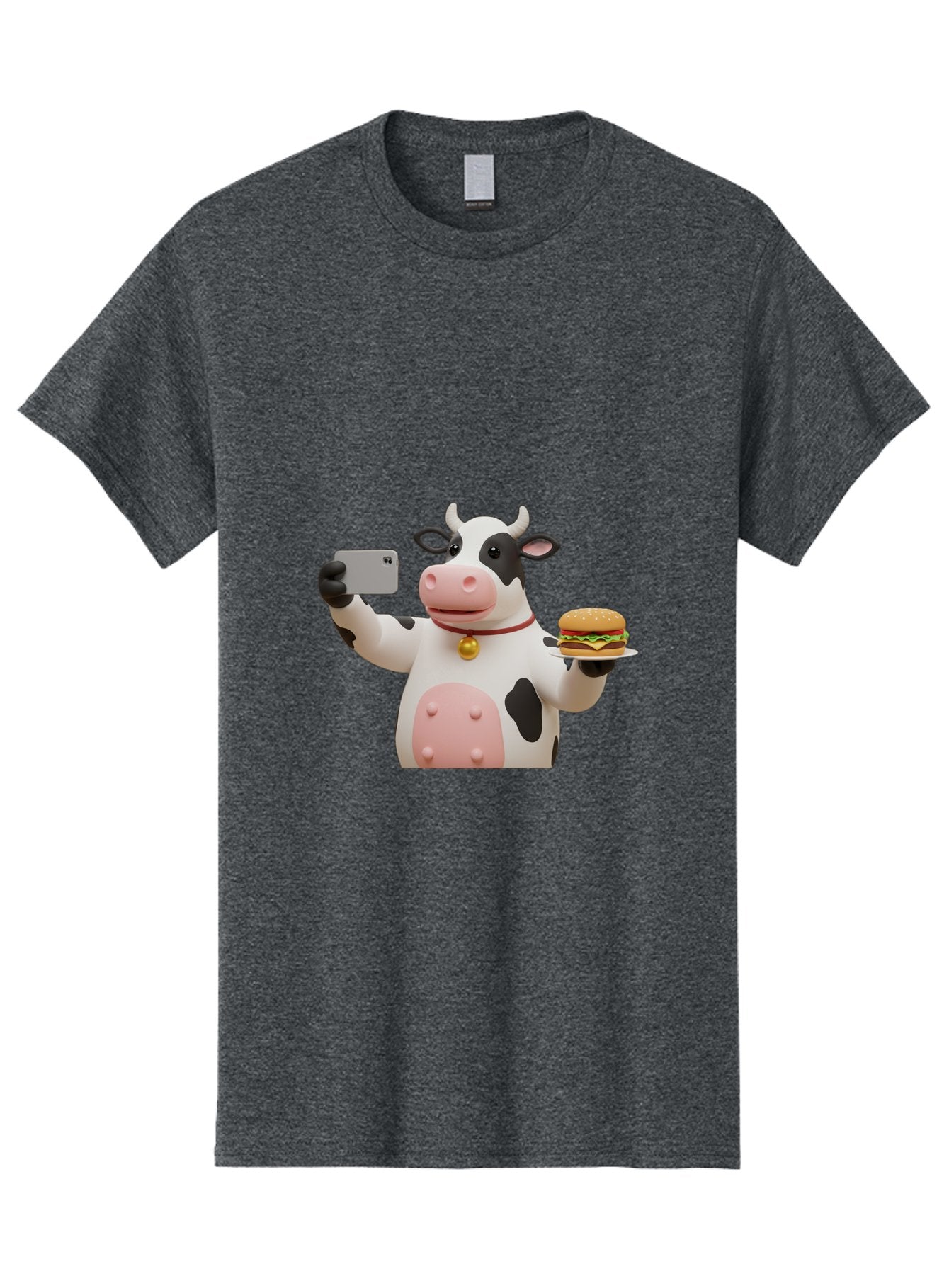 Cow-Taking-Selfie-With-Burger-1 Men'S Graphic Tee, 100% Cotton, Comfortable Casual Summer Wear, Machine Washable, Vintage Camera, Old Camera, Antique Camera, Black Camera, Classic Photography, Photography Equipment, Nostalgic Device, Bah812 7