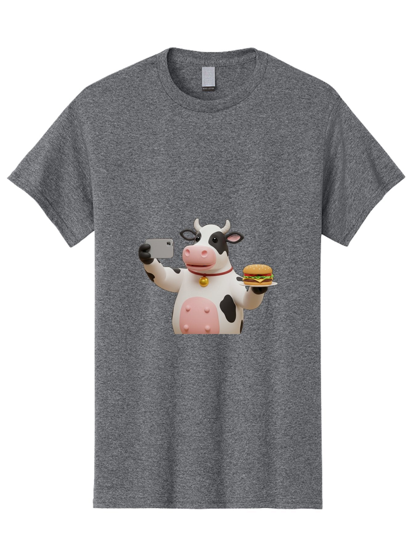 Cow-Taking-Selfie-With-Burger-1 Men'S Graphic Tee, 100% Cotton, Comfortable Casual Summer Wear, Machine Washable, Vintage Camera, Old Camera, Antique Camera, Black Camera, Classic Photography, Photography Equipment, Nostalgic Device, Bah812 9