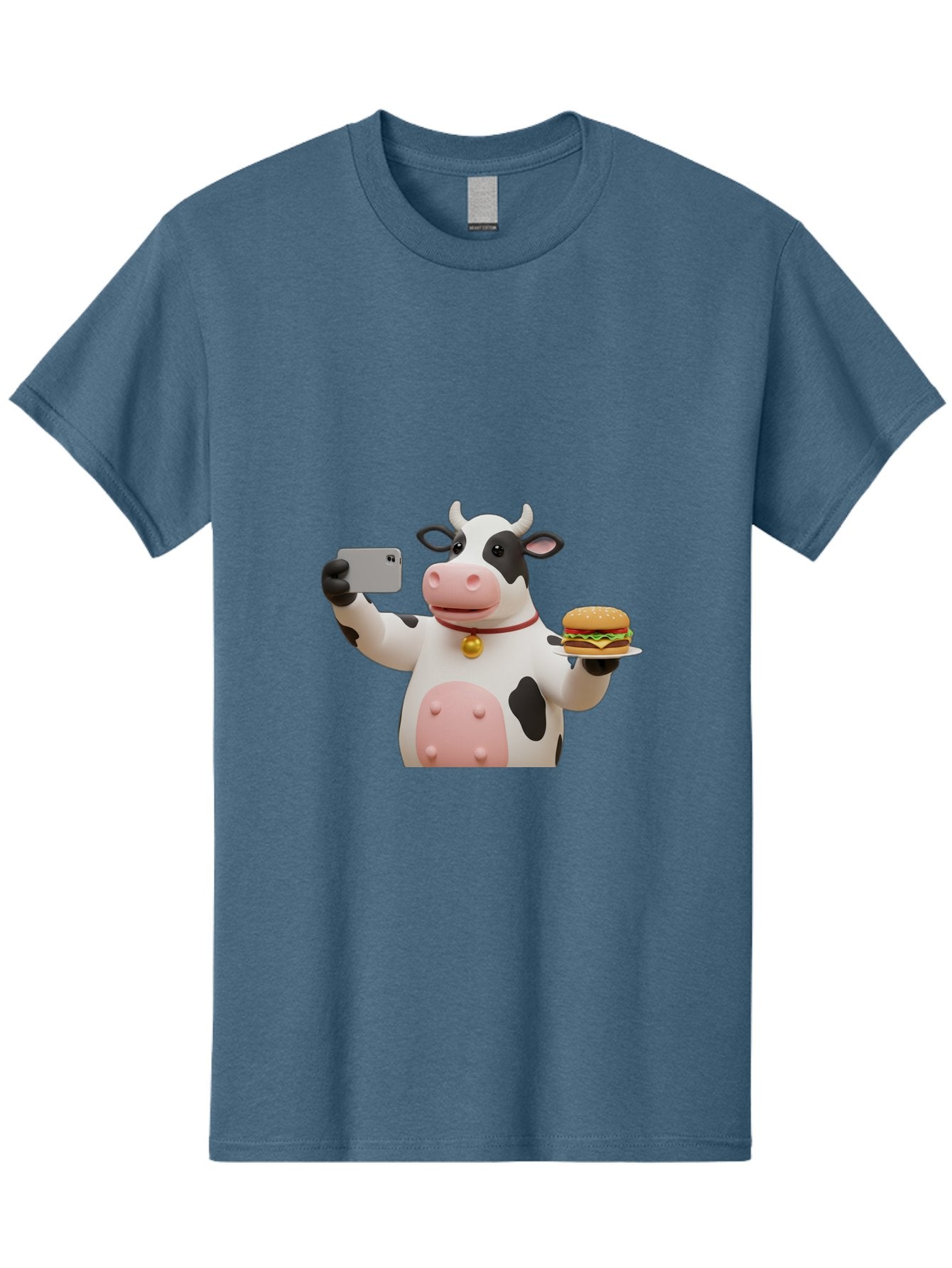 Cow-Taking-Selfie-With-Burger-1 Men'S Graphic Tee, 100% Cotton, Comfortable Casual Summer Wear, Machine Washable, Vintage Camera, Old Camera, Antique Camera, Black Camera, Classic Photography, Photography Equipment, Nostalgic Device, Bah812 15