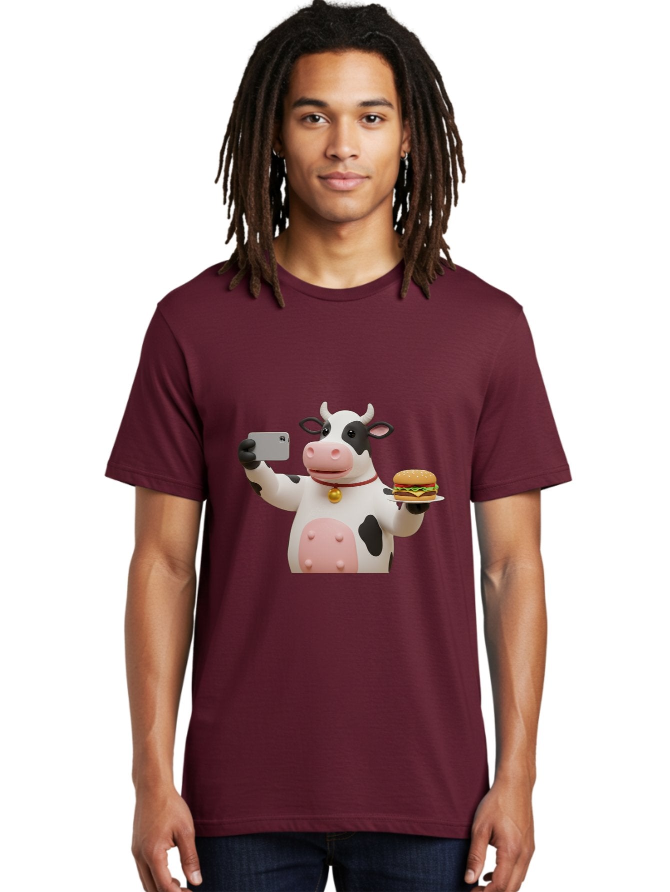 Cow-Taking-Selfie-With-Burger-1 Men'S Graphic Tee, 100% Cotton, Comfortable Casual Summer Wear, Machine Washable, Vintage Camera, Old Camera, Antique Camera, Black Camera, Classic Photography, Photography Equipment, Nostalgic Device, Bah812 29