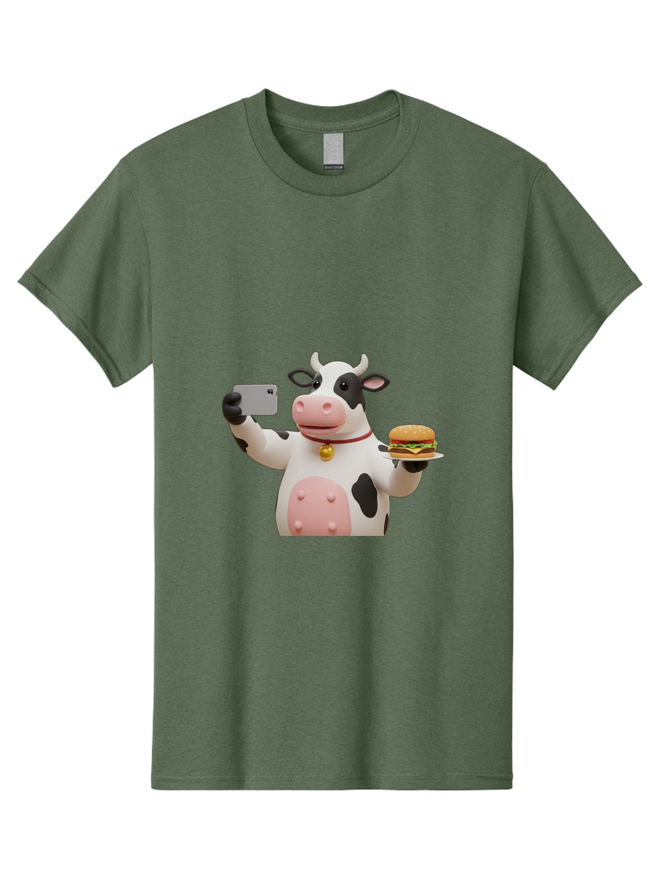 Cow-Taking-Selfie-With-Burger-1 Men'S Graphic Tee, 100% Cotton, Comfortable Casual Summer Wear, Machine Washable, Vintage Camera, Old Camera, Antique Camera, Black Camera, Classic Photography, Photography Equipment, Nostalgic Device, Bah812 8