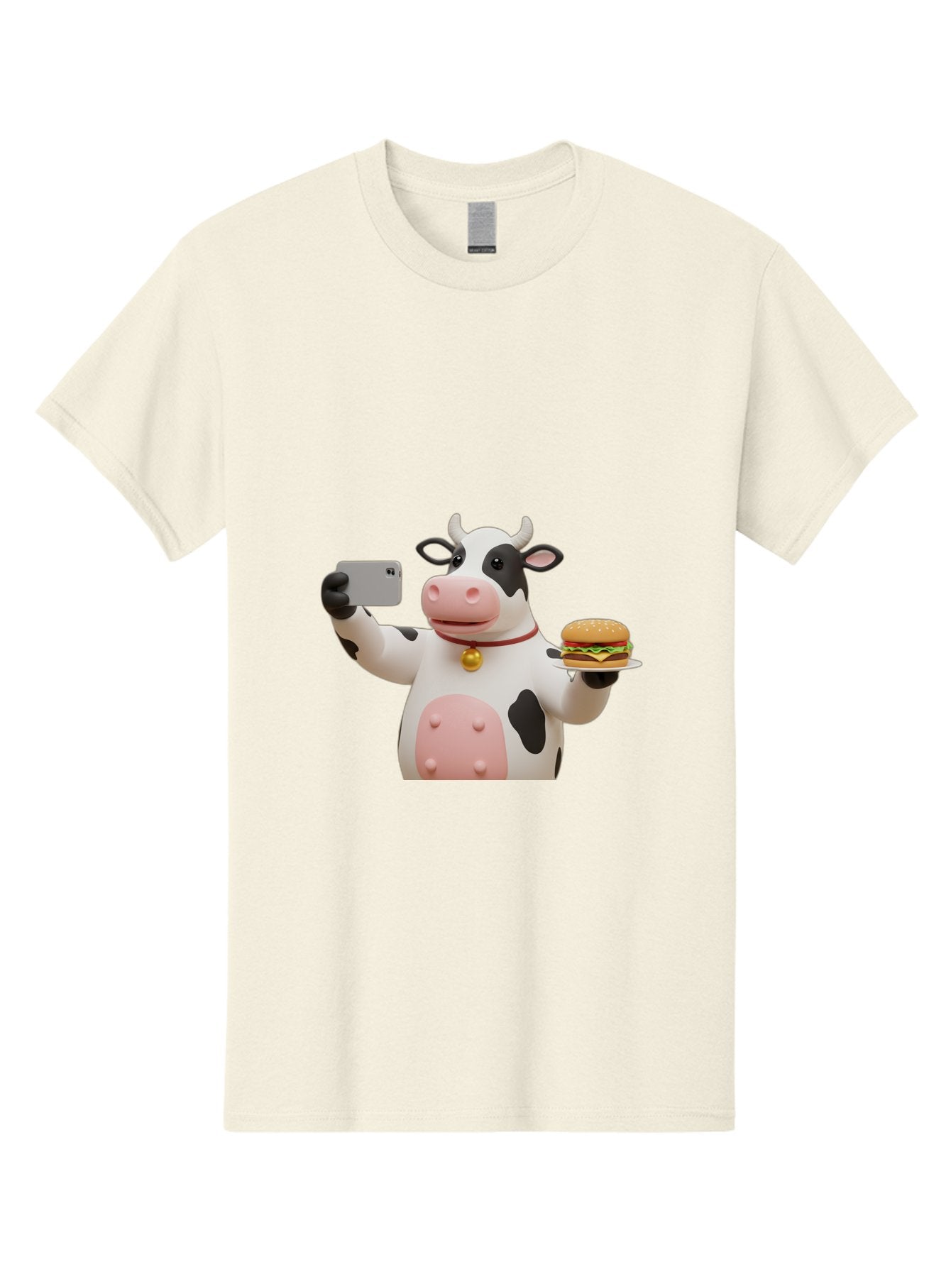 Cow-Taking-Selfie-With-Burger-1 Men'S Graphic Tee, 100% Cotton, Comfortable Casual Summer Wear, Machine Washable, Vintage Camera, Old Camera, Antique Camera, Black Camera, Classic Photography, Photography Equipment, Nostalgic Device, Bah812 13