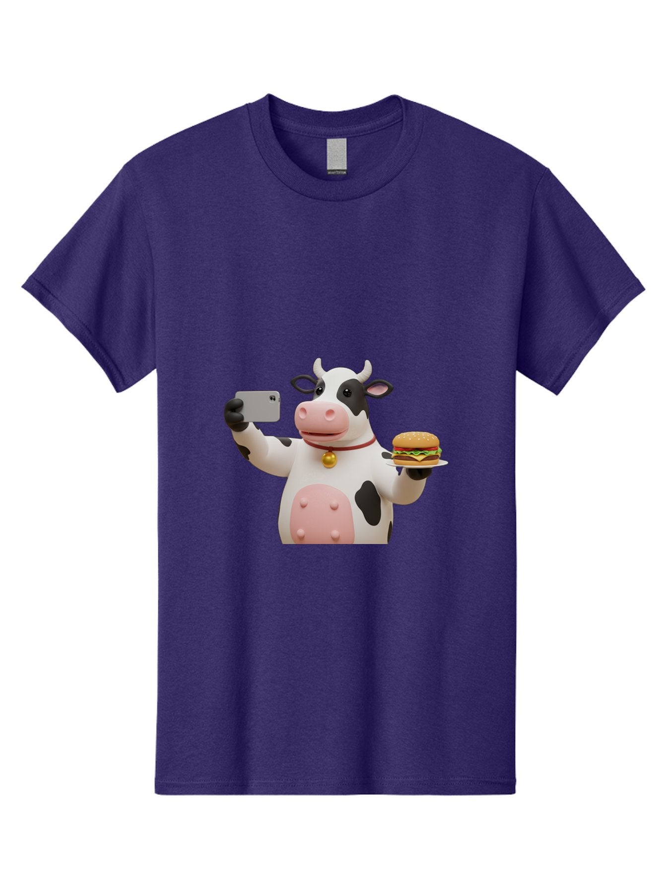 Cow-Taking-Selfie-With-Burger-1 Men'S Graphic Tee, 100% Cotton, Comfortable Casual Summer Wear, Machine Washable, Vintage Camera, Old Camera, Antique Camera, Black Camera, Classic Photography, Photography Equipment, Nostalgic Device, Bah812 12