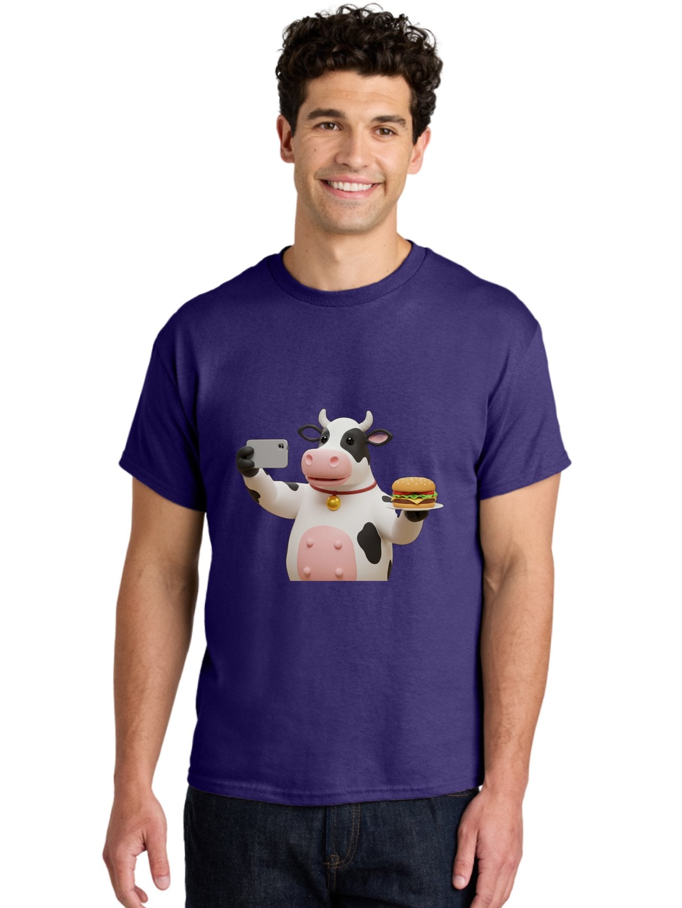 Cow-Taking-Selfie-With-Burger-1 Men'S Graphic Tee, 100% Cotton, Comfortable Casual Summer Wear, Machine Washable, Vintage Camera, Old Camera, Antique Camera, Black Camera, Classic Photography, Photography Equipment, Nostalgic Device, Bah812 28