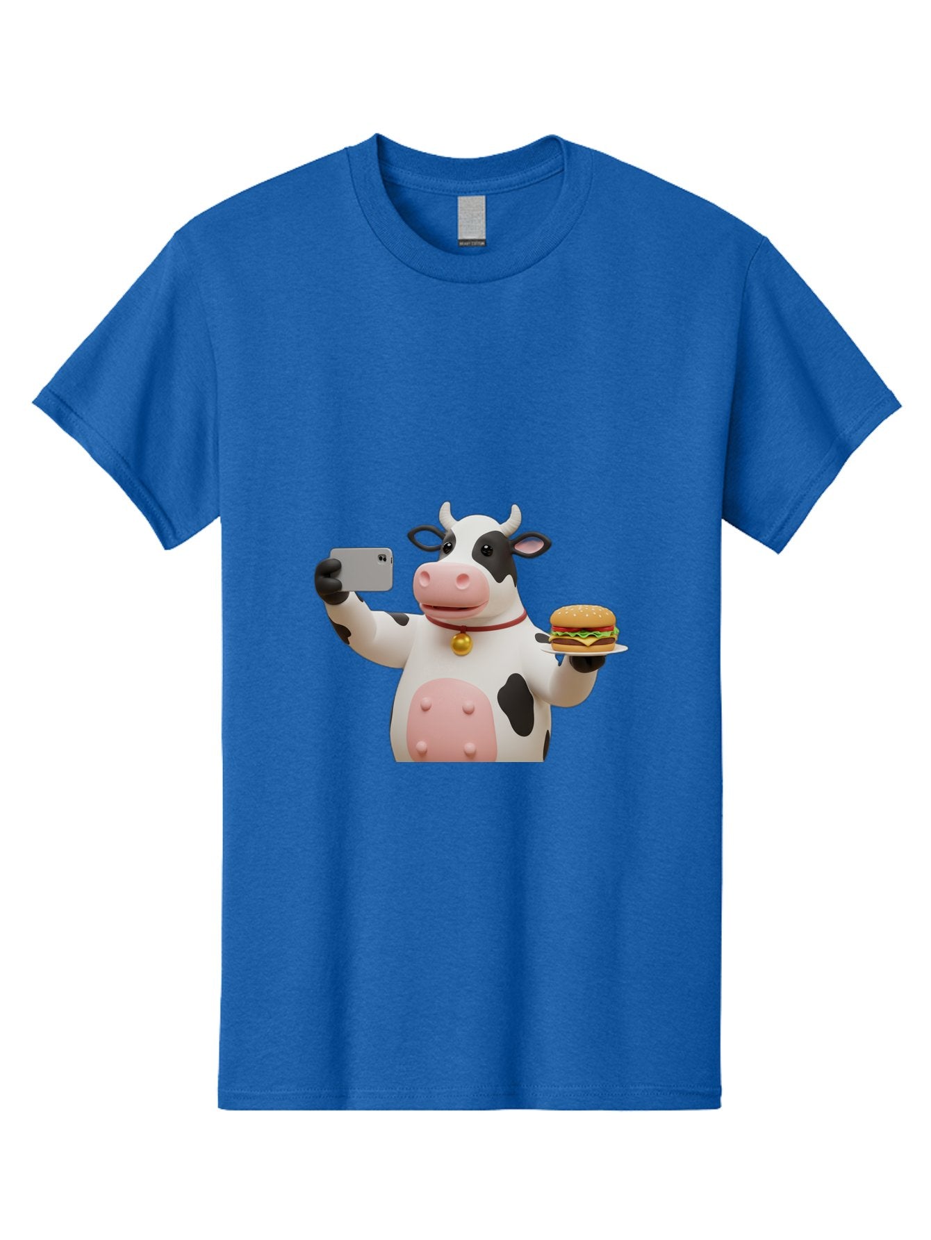 Cow-Taking-Selfie-With-Burger-1 Men'S Graphic Tee, 100% Cotton, Comfortable Casual Summer Wear, Machine Washable, Vintage Camera, Old Camera, Antique Camera, Black Camera, Classic Photography, Photography Equipment, Nostalgic Device, Bah812 6