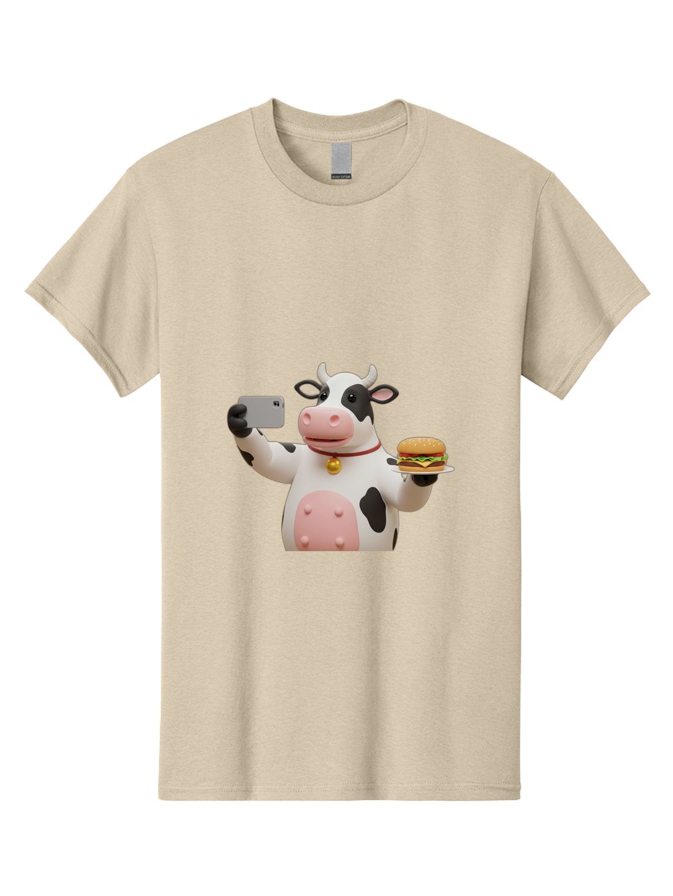 Cow-Taking-Selfie-With-Burger-1 Men'S Graphic Tee, 100% Cotton, Comfortable Casual Summer Wear, Machine Washable, Vintage Camera, Old Camera, Antique Camera, Black Camera, Classic Photography, Photography Equipment, Nostalgic Device, Bah812 3
