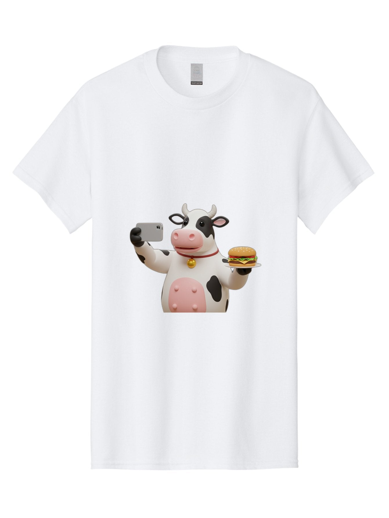 Cow-Taking-Selfie-With-Burger-1 Men'S Graphic Tee, 100% Cotton, Comfortable Casual Summer Wear, Machine Washable, Vintage Camera, Old Camera, Antique Camera, Black Camera, Classic Photography, Photography Equipment, Nostalgic Device, Bah812 5