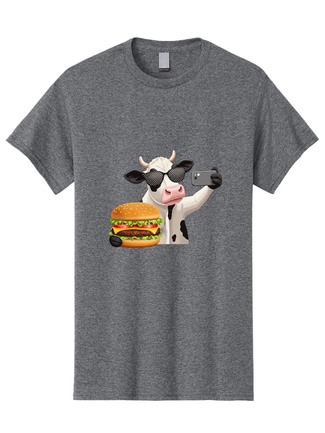 Cow-Taking-Selfie-With-Burger Men'S Graphic Tee, 100% Cotton, Comfortable Casual Summer Wear, Machine Washable, Vintage Camera, Old Camera, Antique Camera, Black Camera, Classic Photography, Photography Equipment, Nostalgic Device, Bah813 14