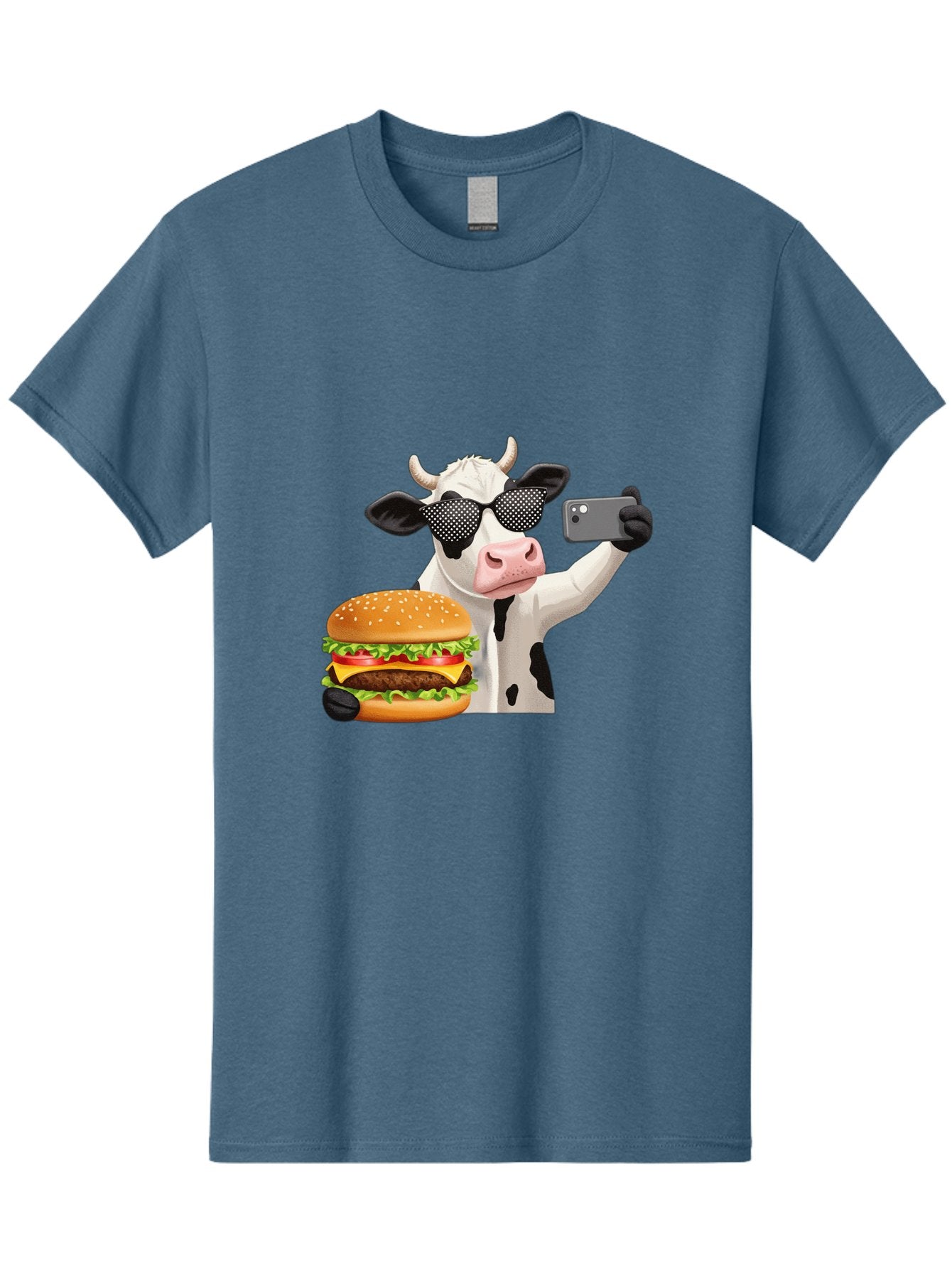 Cow-Taking-Selfie-With-Burger Men'S Graphic Tee, 100% Cotton, Comfortable Casual Summer Wear, Machine Washable, Vintage Camera, Old Camera, Antique Camera, Black Camera, Classic Photography, Photography Equipment, Nostalgic Device, Bah813 11