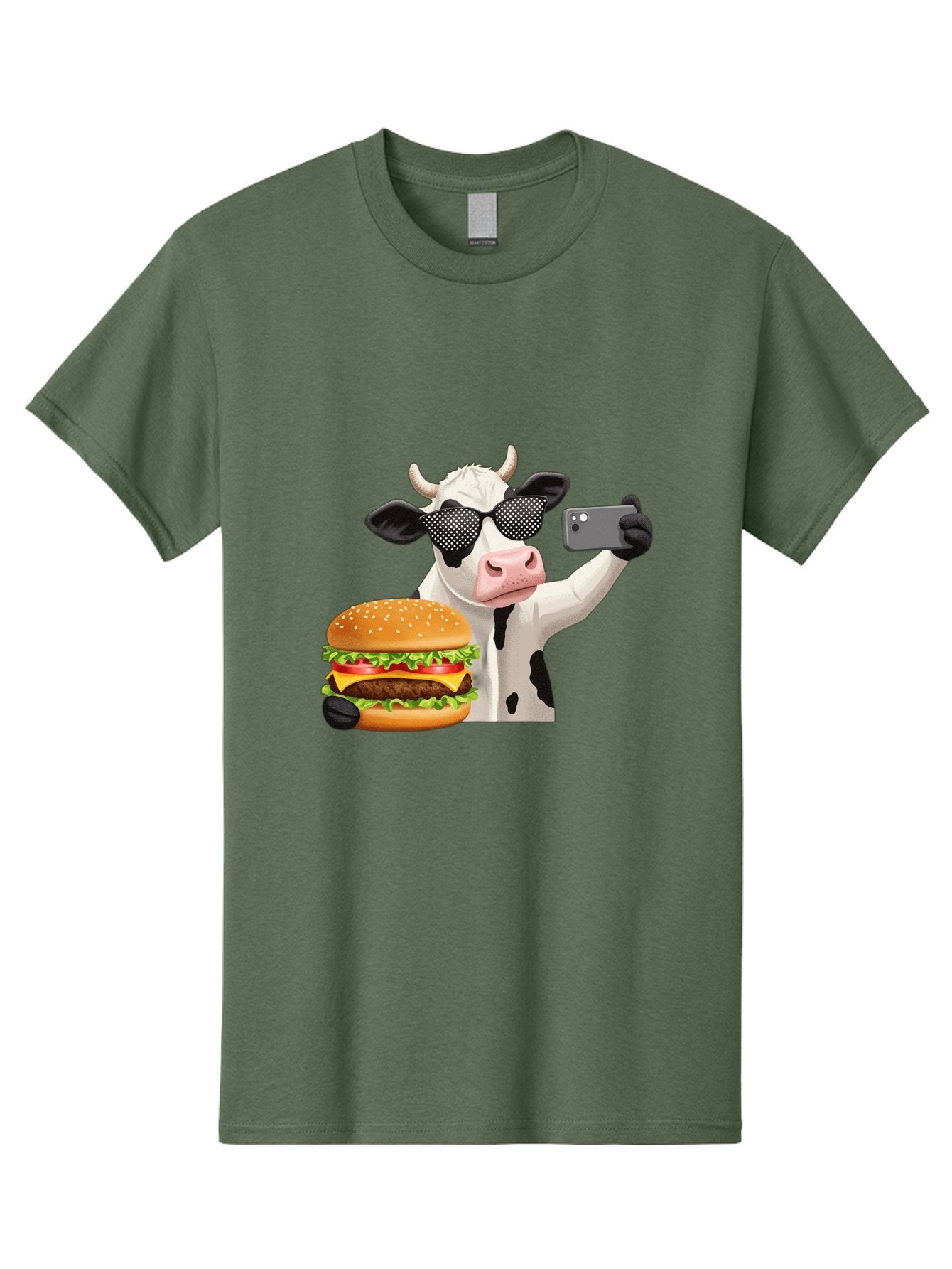 Cow-Taking-Selfie-With-Burger Men'S Graphic Tee, 100% Cotton, Comfortable Casual Summer Wear, Machine Washable, Vintage Camera, Old Camera, Antique Camera, Black Camera, Classic Photography, Photography Equipment, Nostalgic Device, Bah813 12