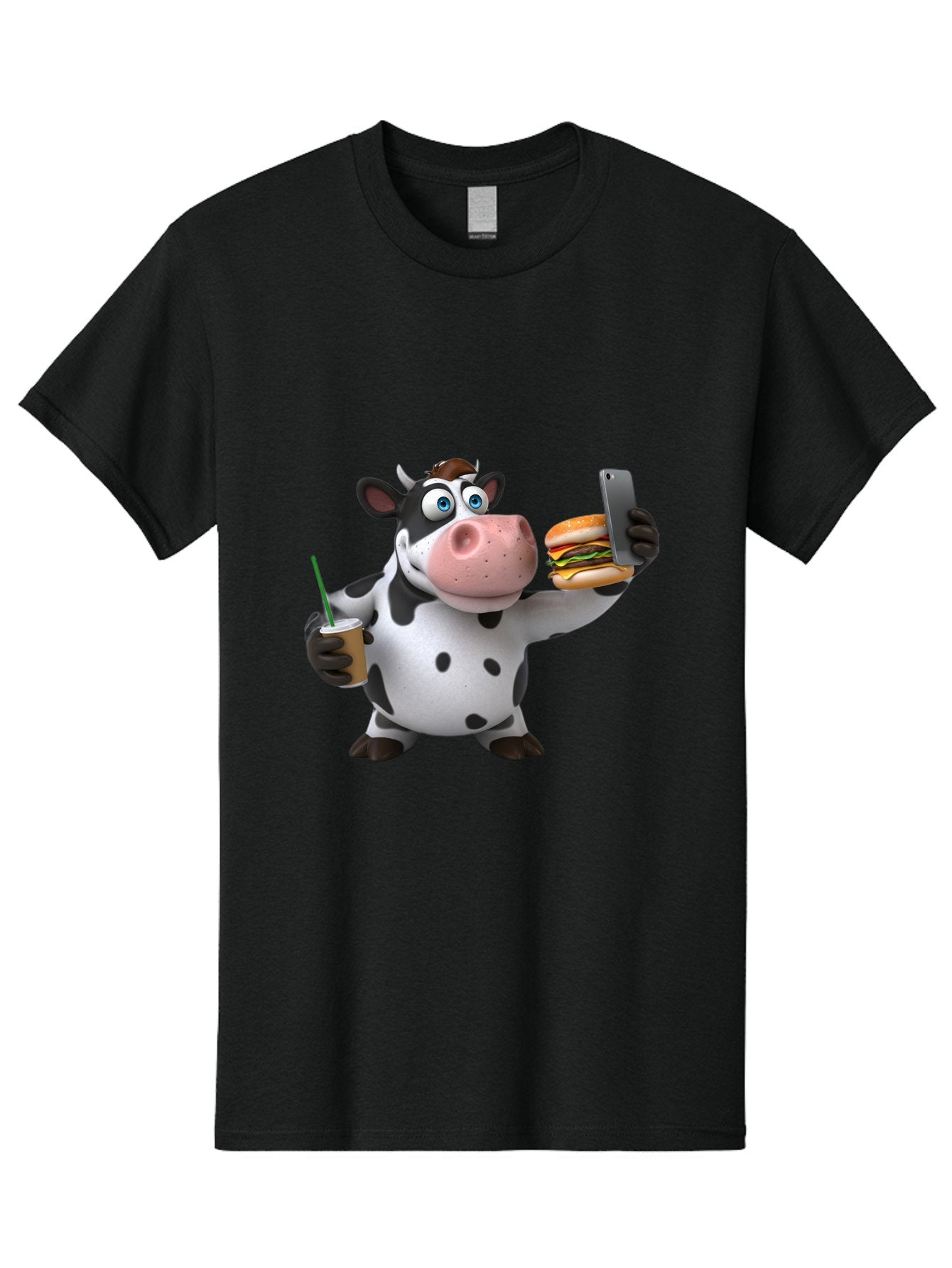 Cow-Taking-Selfie Men'S Graphic Tee, 100% Cotton, Comfortable Casual Summer Wear, Machine Washable, Vintage Camera, Old Camera, Antique Camera, Black Camera, Classic Photography, Photography Equipment, Nostalgic Device, Film Camera, Camera Art Bah814 8