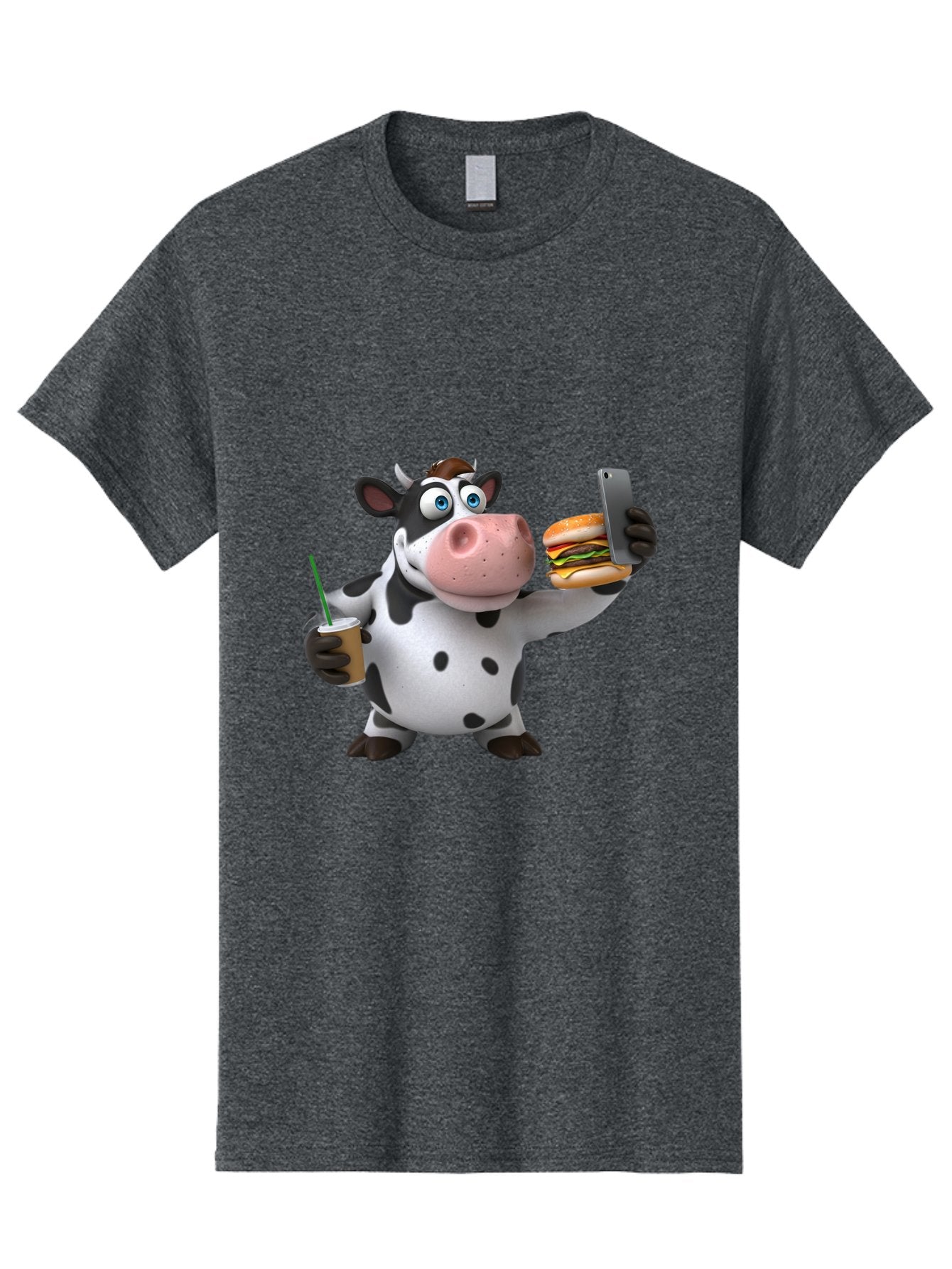 Cow-Taking-Selfie Men'S Graphic Tee, 100% Cotton, Comfortable Casual Summer Wear, Machine Washable, Vintage Camera, Old Camera, Antique Camera, Black Camera, Classic Photography, Photography Equipment, Nostalgic Device, Film Camera, Camera Art Bah814 15