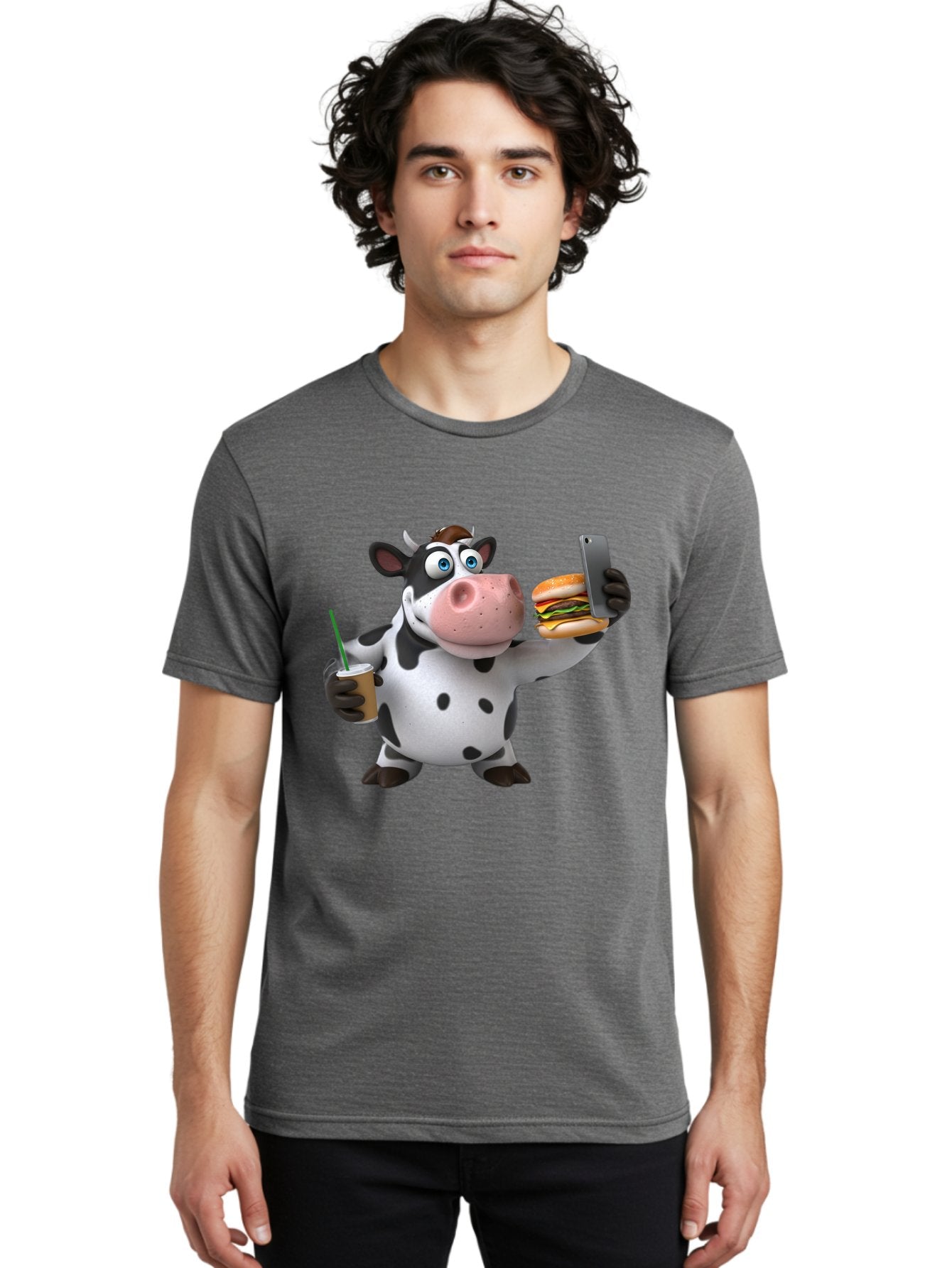 Cow-Taking-Selfie Men'S Graphic Tee, 100% Cotton, Comfortable Casual Summer Wear, Machine Washable, Vintage Camera, Old Camera, Antique Camera, Black Camera, Classic Photography, Photography Equipment, Nostalgic Device, Film Camera, Camera Art Bah814 29