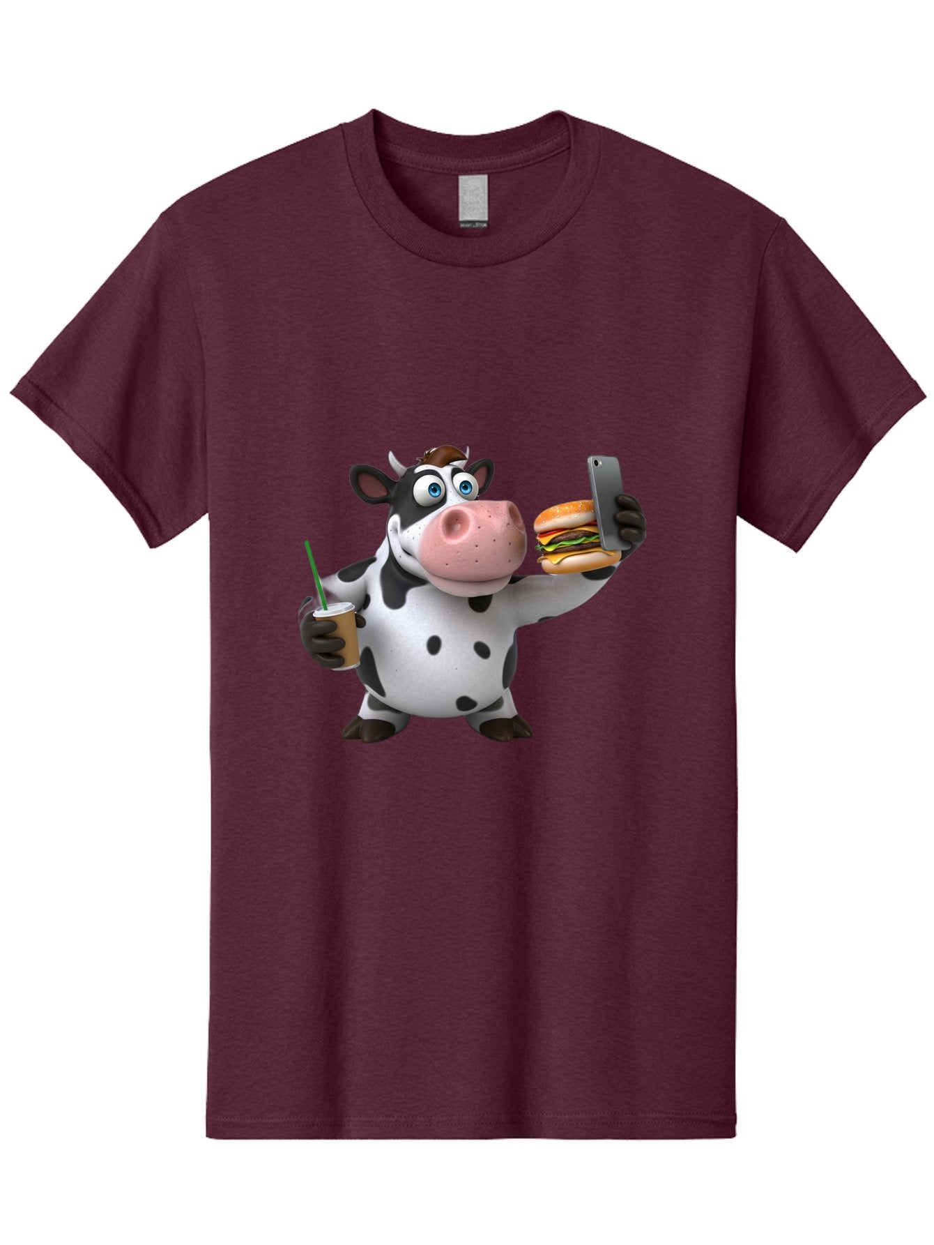 Cow-Taking-Selfie Men'S Graphic Tee, 100% Cotton, Comfortable Casual Summer Wear, Machine Washable, Vintage Camera, Old Camera, Antique Camera, Black Camera, Classic Photography, Photography Equipment, Nostalgic Device, Film Camera, Camera Art Bah814 4