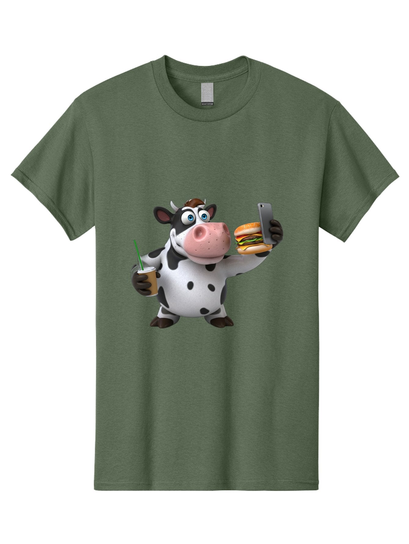 Cow-Taking-Selfie Men'S Graphic Tee, 100% Cotton, Comfortable Casual Summer Wear, Machine Washable, Vintage Camera, Old Camera, Antique Camera, Black Camera, Classic Photography, Photography Equipment, Nostalgic Device, Film Camera, Camera Art Bah814 5