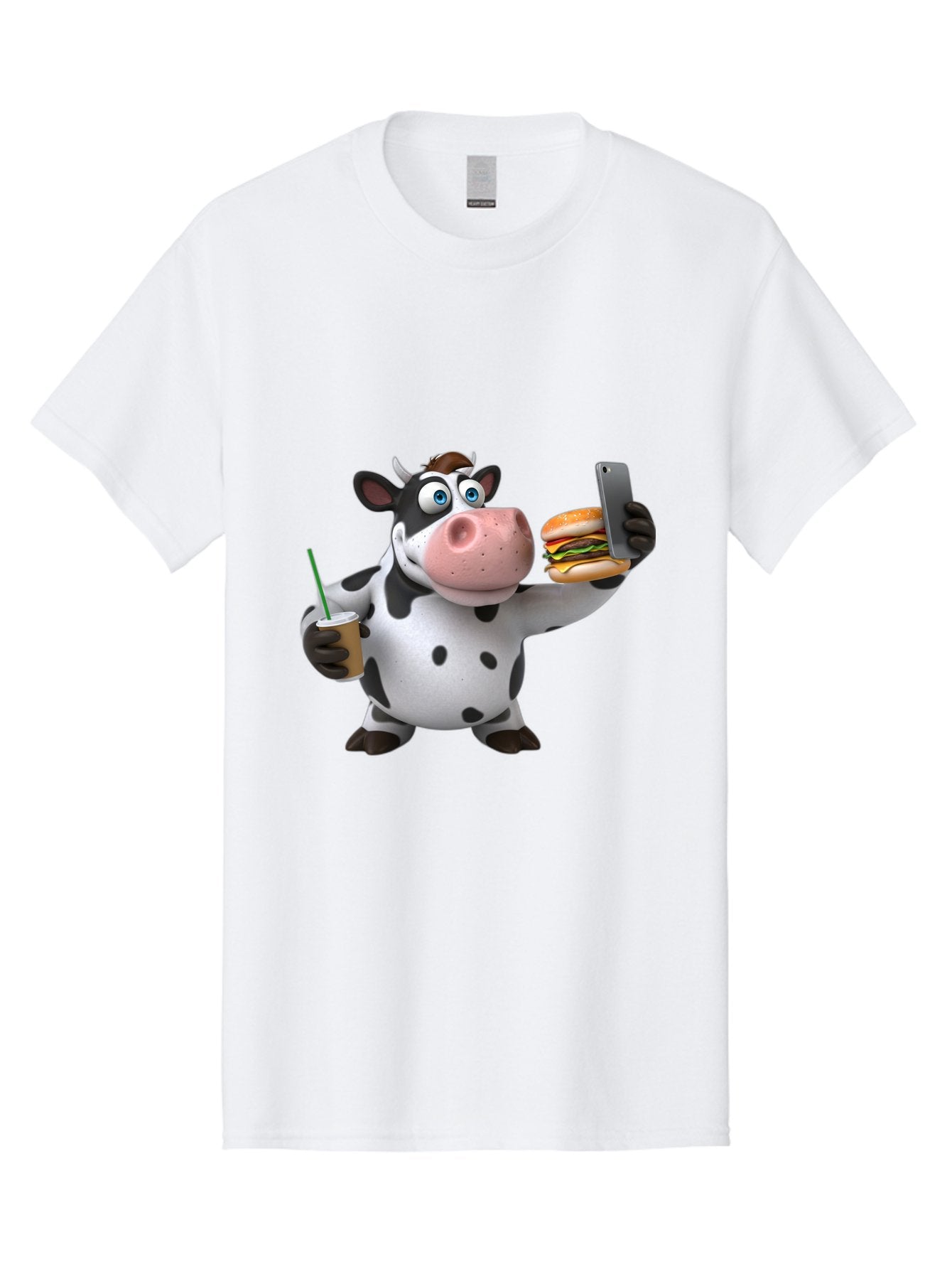 Cow-Taking-Selfie Men'S Graphic Tee, 100% Cotton, Comfortable Casual Summer Wear, Machine Washable, Vintage Camera, Old Camera, Antique Camera, Black Camera, Classic Photography, Photography Equipment, Nostalgic Device, Film Camera, Camera Art Bah814 10