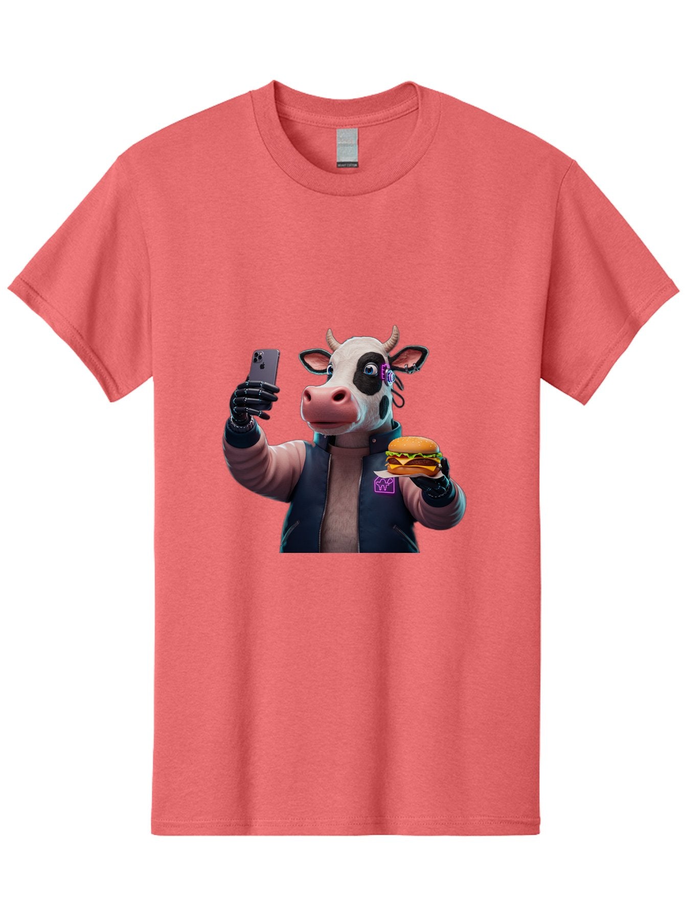 Cow-Wearing-Black-Vest-Holding-Cheeseburger-And-Iphone Men'S Graphic Tee, 100% Cotton, Comfortable Casual Summer Wear, Machine Washable, Vintage Camera, Old Camera, Antique Camera, Black Camera, Classic Photography, Photography Equipment, Bah816 15