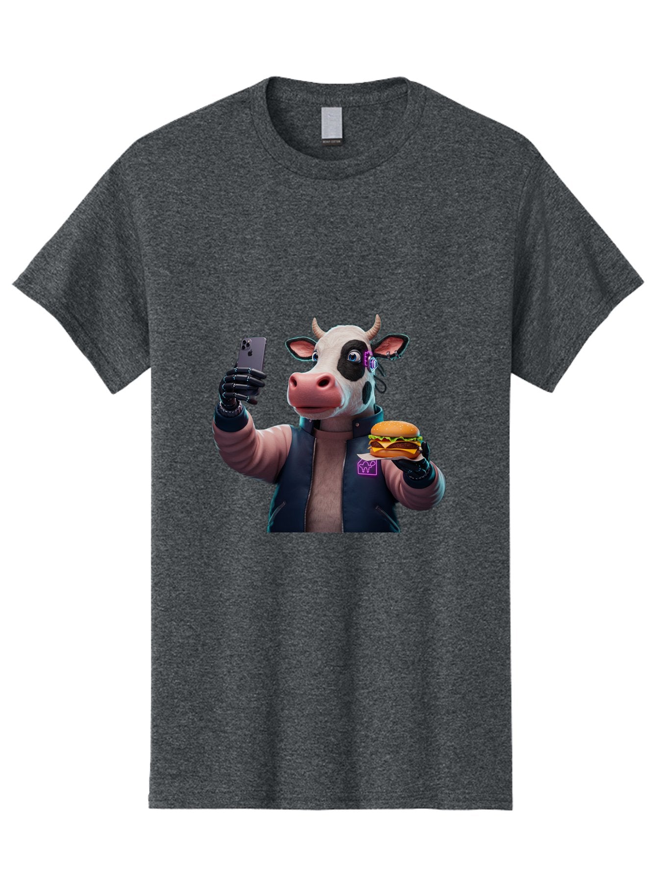 Cow-Wearing-Black-Vest-Holding-Cheeseburger-And-Iphone Men'S Graphic Tee, 100% Cotton, Comfortable Casual Summer Wear, Machine Washable, Vintage Camera, Old Camera, Antique Camera, Black Camera, Classic Photography, Photography Equipment, Bah816 13