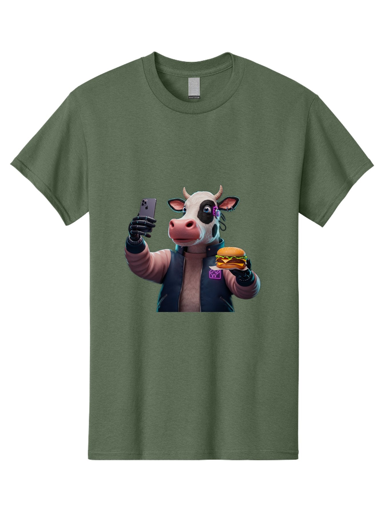 Cow-Wearing-Black-Vest-Holding-Cheeseburger-And-Iphone Men'S Graphic Tee, 100% Cotton, Comfortable Casual Summer Wear, Machine Washable, Vintage Camera, Old Camera, Antique Camera, Black Camera, Classic Photography, Photography Equipment, Bah816 11