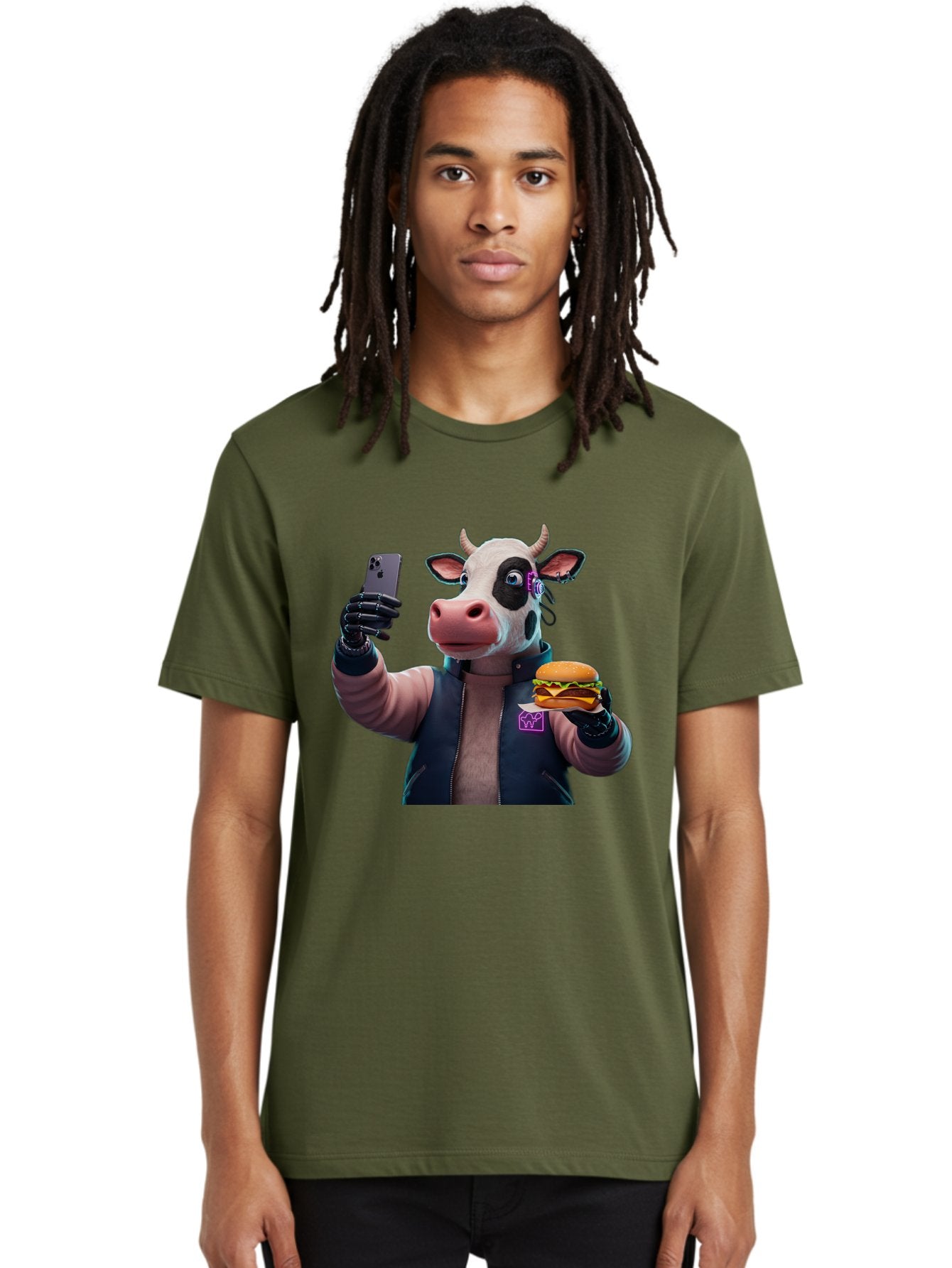 Cow-Wearing-Black-Vest-Holding-Cheeseburger-And-Iphone Men'S Graphic Tee, 100% Cotton, Comfortable Casual Summer Wear, Machine Washable, Vintage Camera, Old Camera, Antique Camera, Black Camera, Classic Photography, Photography Equipment, Bah816 27