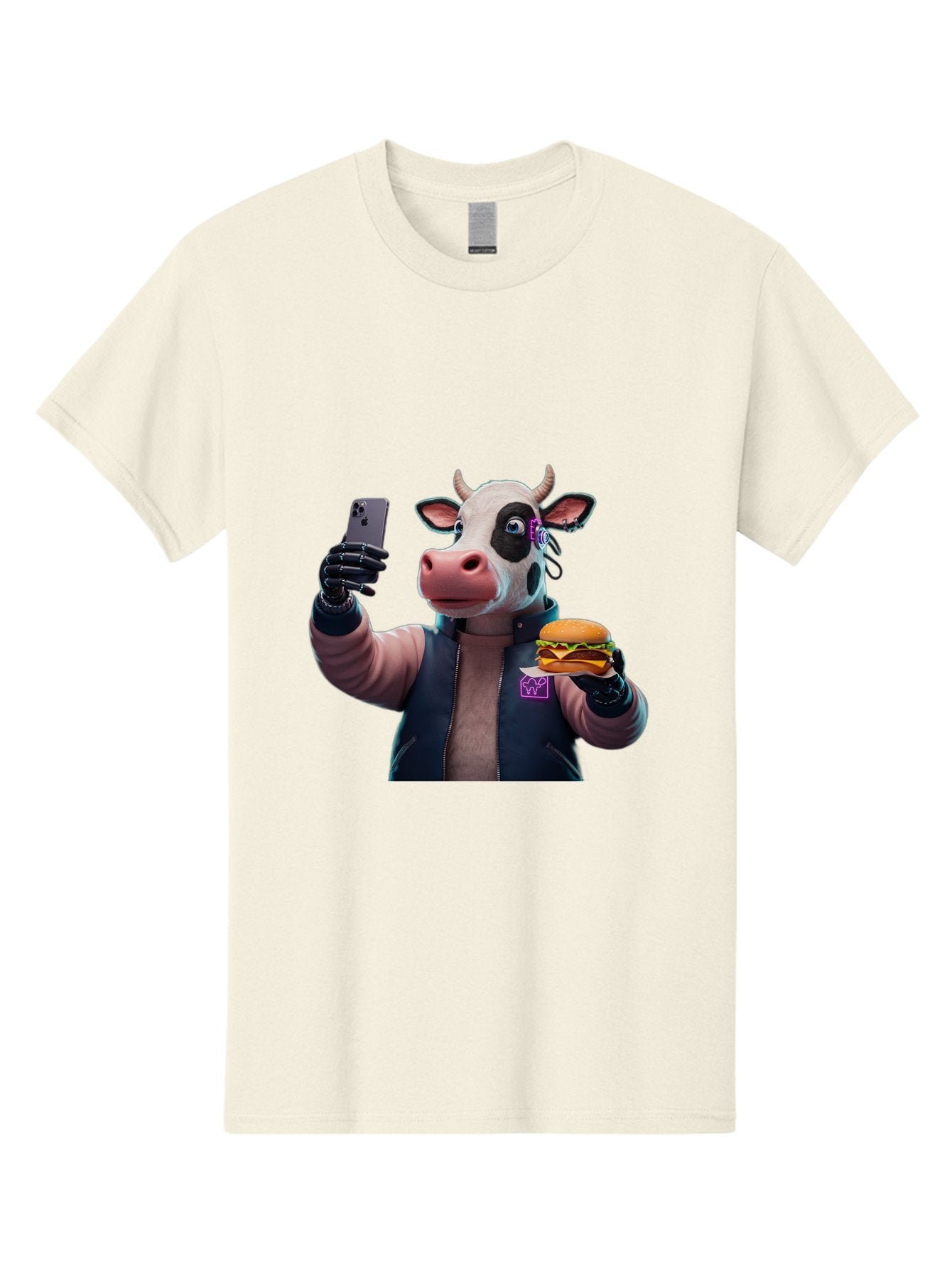 Cow-Wearing-Black-Vest-Holding-Cheeseburger-And-Iphone Men'S Graphic Tee, 100% Cotton, Comfortable Casual Summer Wear, Machine Washable, Vintage Camera, Old Camera, Antique Camera, Black Camera, Classic Photography, Photography Equipment, Bah816 12