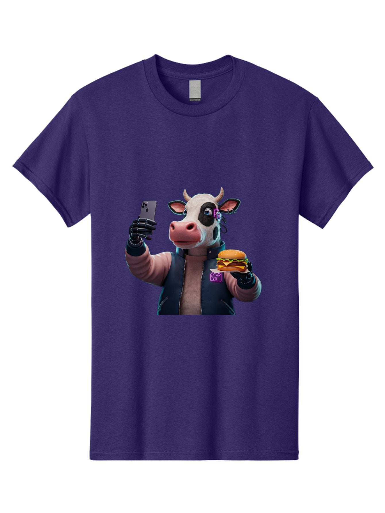 Cow-Wearing-Black-Vest-Holding-Cheeseburger-And-Iphone Men'S Graphic Tee, 100% Cotton, Comfortable Casual Summer Wear, Machine Washable, Vintage Camera, Old Camera, Antique Camera, Black Camera, Classic Photography, Photography Equipment, Bah816 9