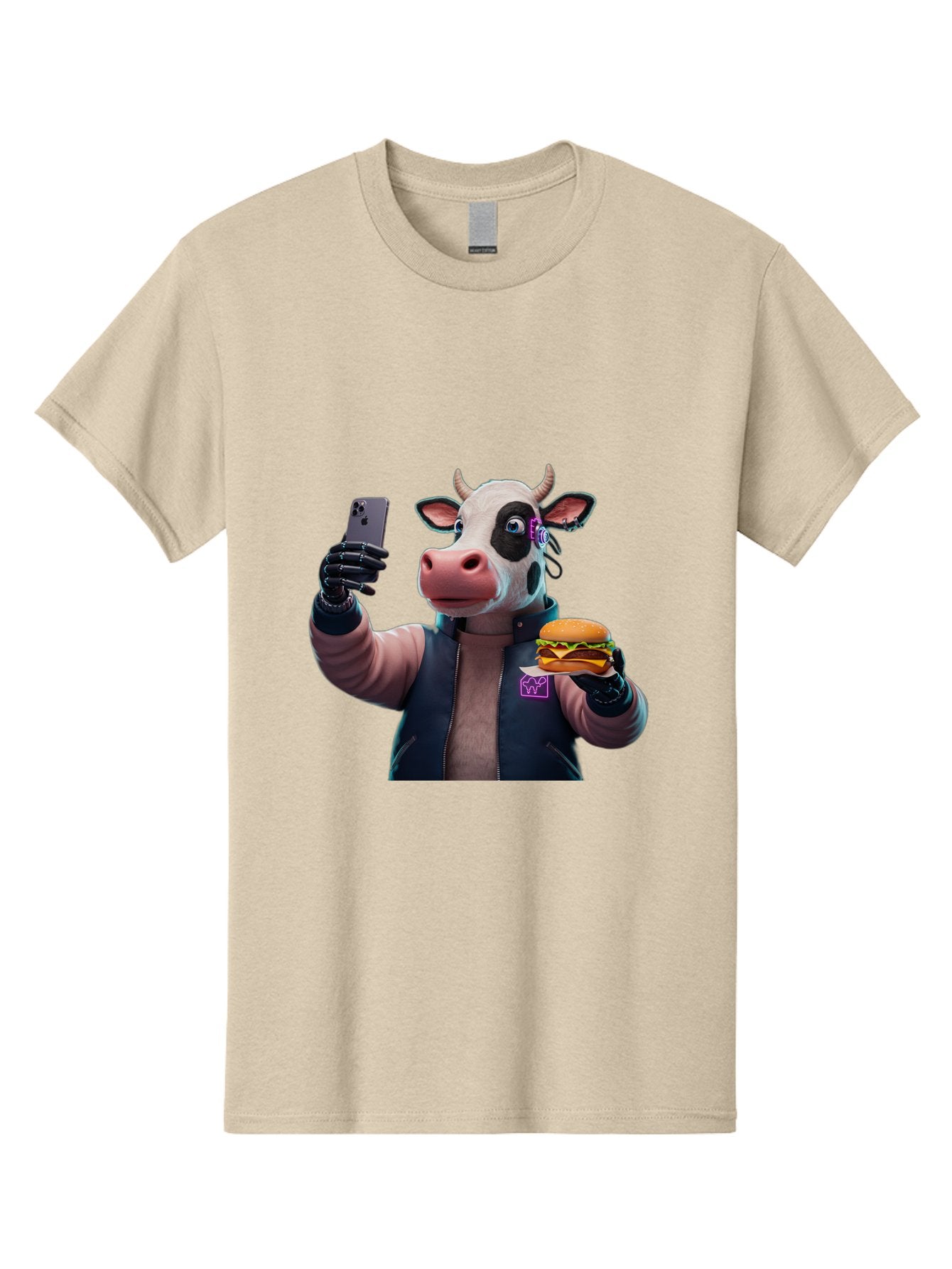 Cow-Wearing-Black-Vest-Holding-Cheeseburger-And-Iphone Men'S Graphic Tee, 100% Cotton, Comfortable Casual Summer Wear, Machine Washable, Vintage Camera, Old Camera, Antique Camera, Black Camera, Classic Photography, Photography Equipment, Bah816 4