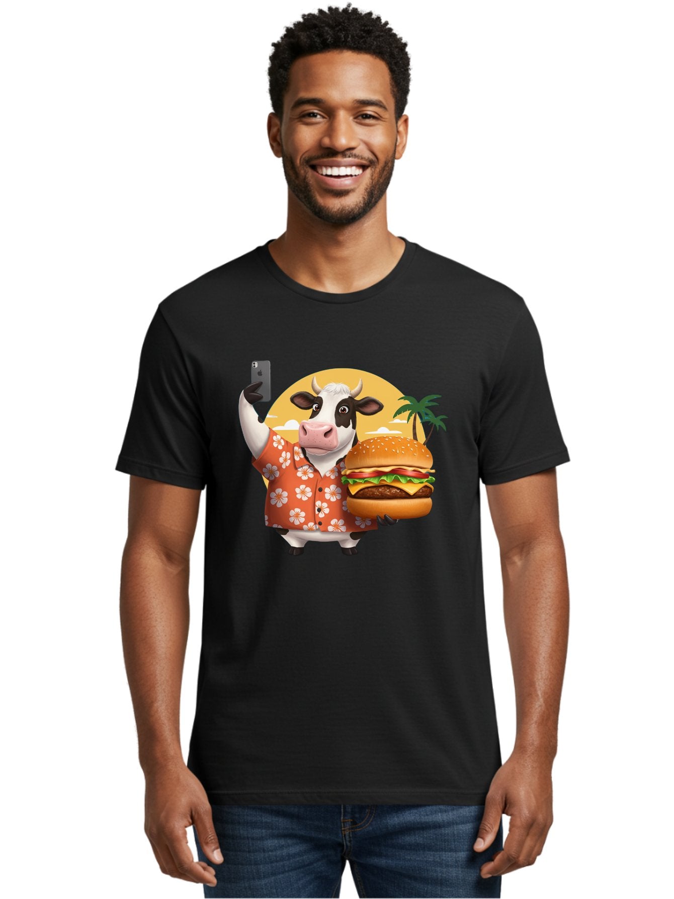 Cow-With-Burger-1 Men'S Graphic Tee, 100% Cotton, Comfortable Casual Summer Wear, Machine Washable, Vintage Camera, Old Camera, Antique Camera, Black Camera, Classic Photography, Photography Equipment, Nostalgic Device, Film Camera, Camera Art Bah817 29