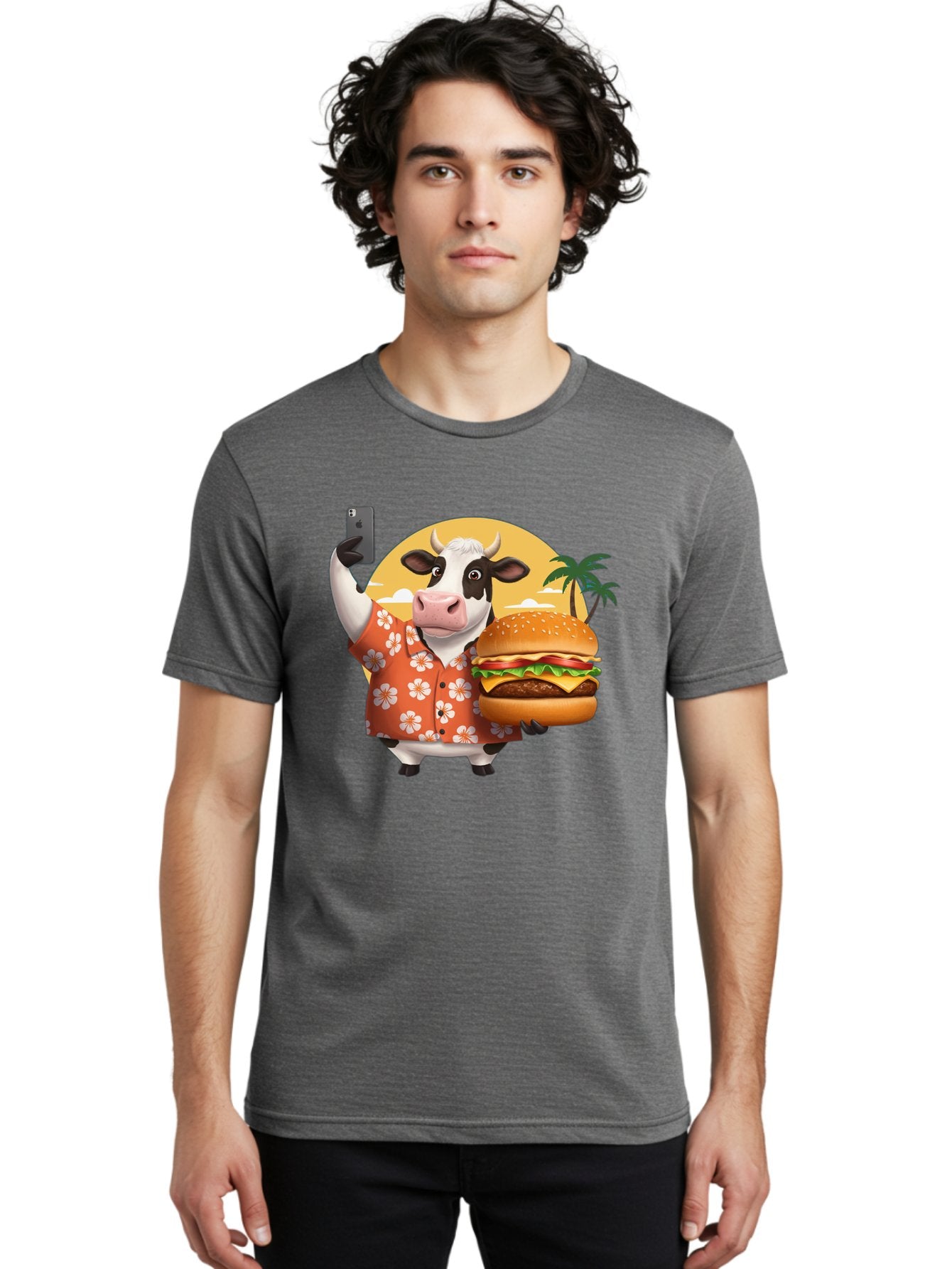 Cow-With-Burger-1 Men'S Graphic Tee, 100% Cotton, Comfortable Casual Summer Wear, Machine Washable, Vintage Camera, Old Camera, Antique Camera, Black Camera, Classic Photography, Photography Equipment, Nostalgic Device, Film Camera, Camera Art Bah817 20