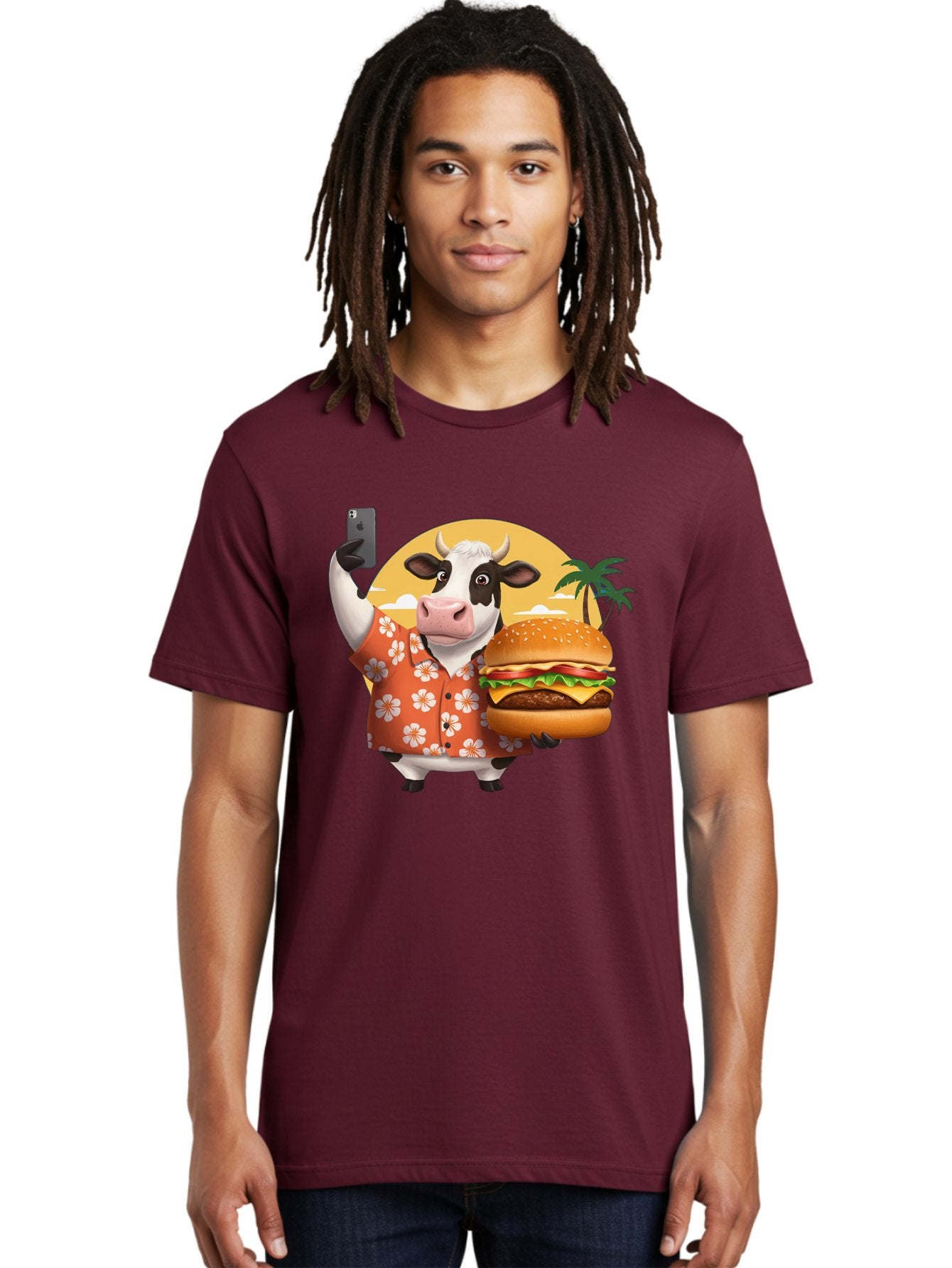 Cow-With-Burger-1 Men'S Graphic Tee, 100% Cotton, Comfortable Casual Summer Wear, Machine Washable, Vintage Camera, Old Camera, Antique Camera, Black Camera, Classic Photography, Photography Equipment, Nostalgic Device, Film Camera, Camera Art Bah817 16