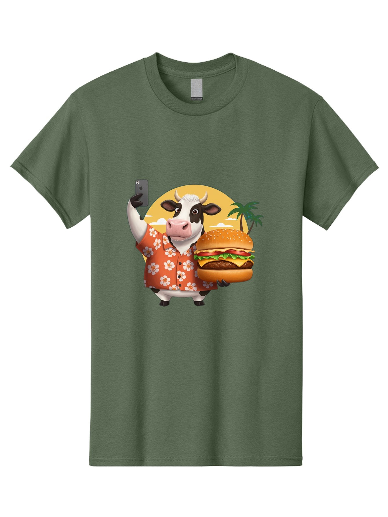 Cow-With-Burger-1 Men'S Graphic Tee, 100% Cotton, Comfortable Casual Summer Wear, Machine Washable, Vintage Camera, Old Camera, Antique Camera, Black Camera, Classic Photography, Photography Equipment, Nostalgic Device, Film Camera, Camera Art Bah817 5