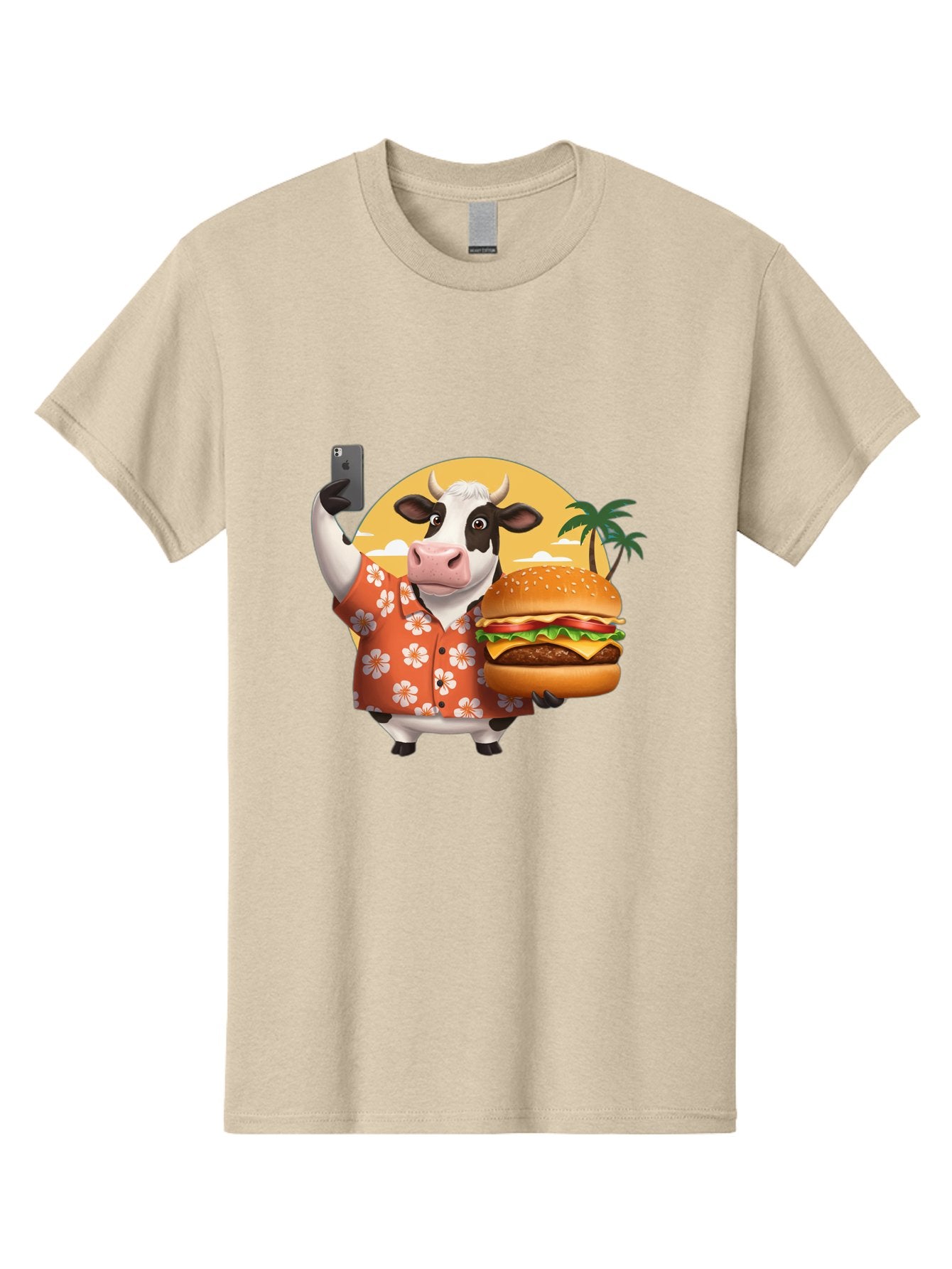 Cow-With-Burger-1 Men'S Graphic Tee, 100% Cotton, Comfortable Casual Summer Wear, Machine Washable, Vintage Camera, Old Camera, Antique Camera, Black Camera, Classic Photography, Photography Equipment, Nostalgic Device, Film Camera, Camera Art Bah817