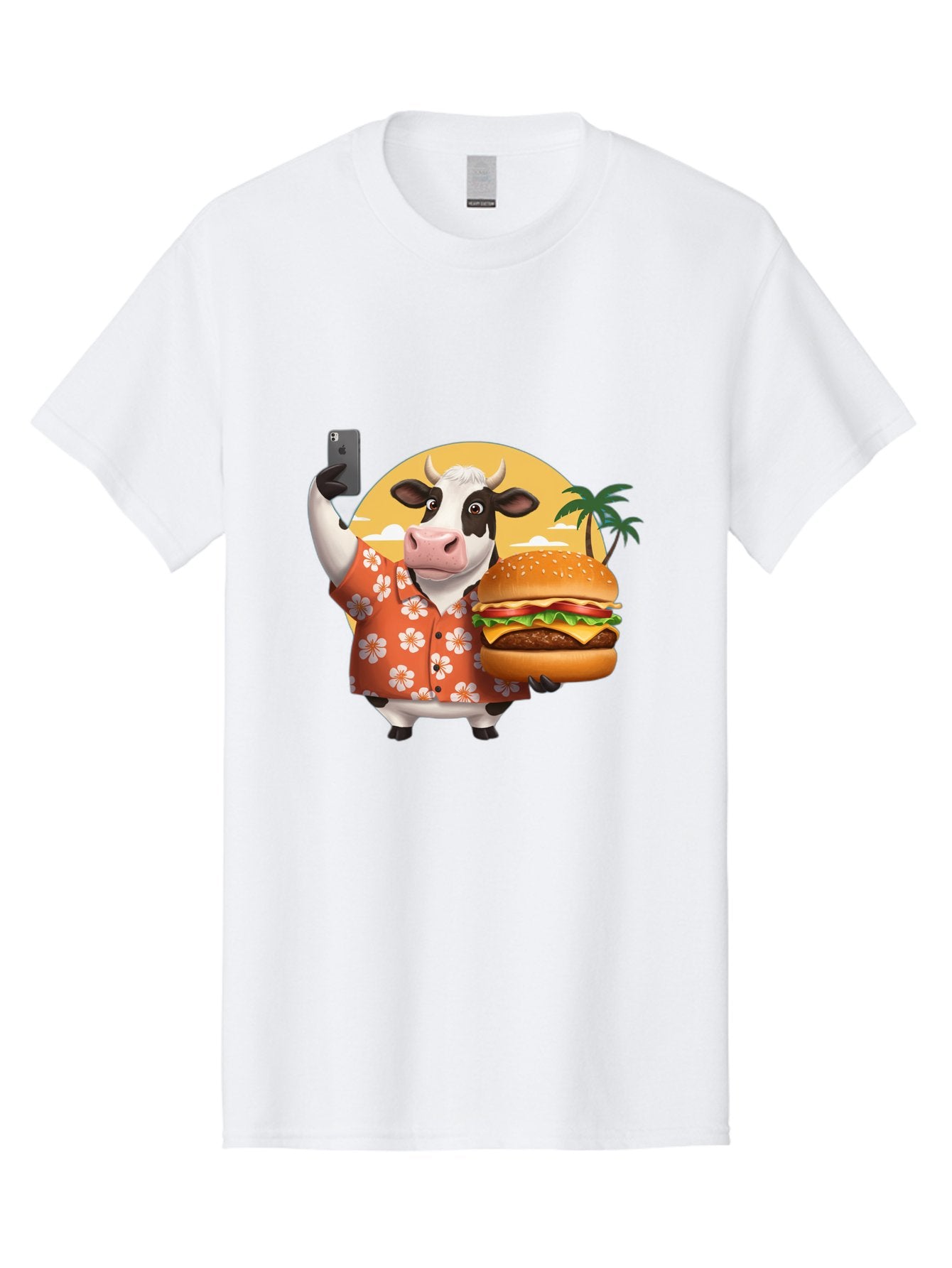 Cow-With-Burger-1 Men'S Graphic Tee, 100% Cotton, Comfortable Casual Summer Wear, Machine Washable, Vintage Camera, Old Camera, Antique Camera, Black Camera, Classic Photography, Photography Equipment, Nostalgic Device, Film Camera, Camera Art Bah817 3