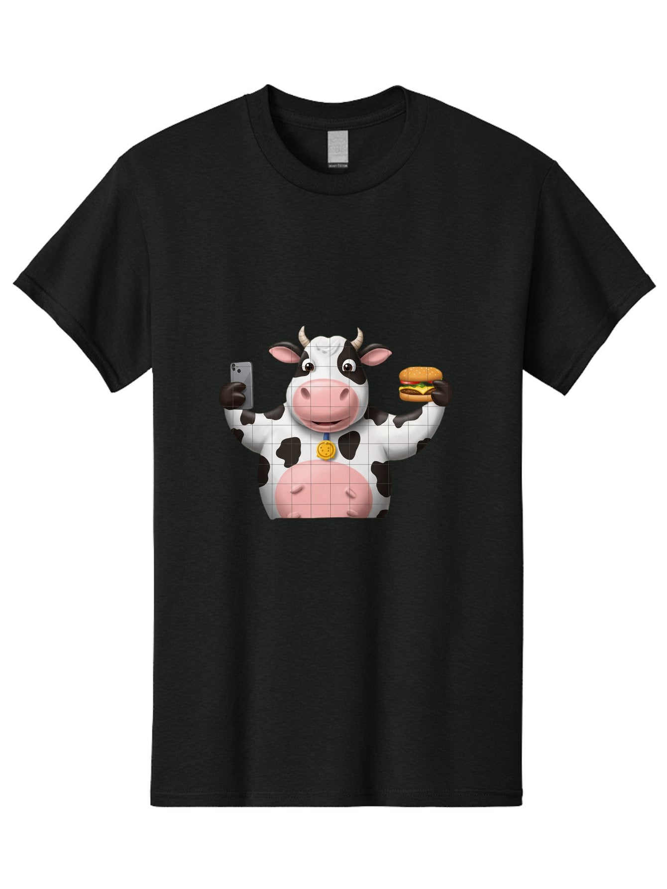 Cow-With-Burger-And-Phone Men'S Graphic Tee, 100% Cotton, Comfortable Casual Summer Wear, Machine Washable, Vintage Camera, Old Camera, Antique Camera, Black Camera, Classic Photography, Photography Equipment, Nostalgic Device, Film Camera, Bah818