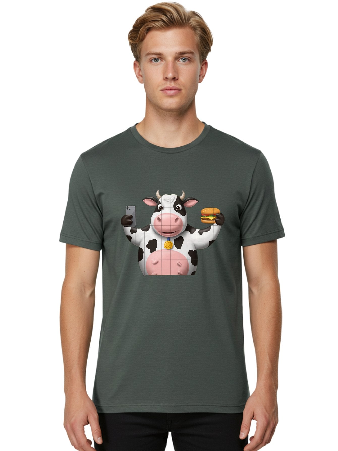 Cow-With-Burger-And-Phone Men'S Graphic Tee, 100% Cotton, Comfortable Casual Summer Wear, Machine Washable, Vintage Camera, Old Camera, Antique Camera, Black Camera, Classic Photography, Photography Equipment, Nostalgic Device, Film Camera, Bah818 30