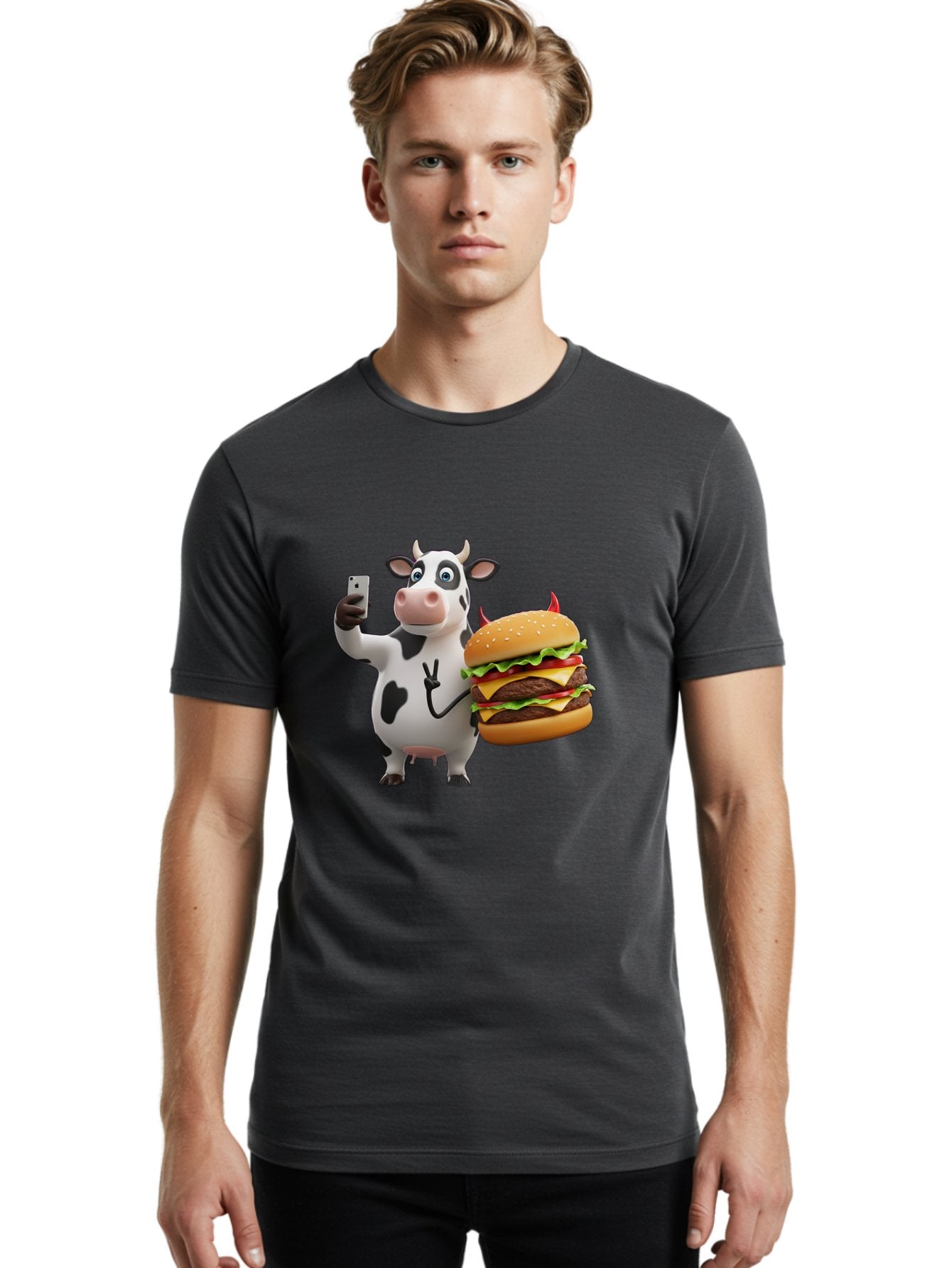 Cow-With-Burger Men'S Graphic Tee, 100% Cotton, Comfortable Casual Summer Wear, Machine Washable, Vintage Camera, Old Camera, Antique Camera, Black Camera, Classic Photography, Photography Equipment, Nostalgic Device, Film Camera, Camera Art Bah819 24