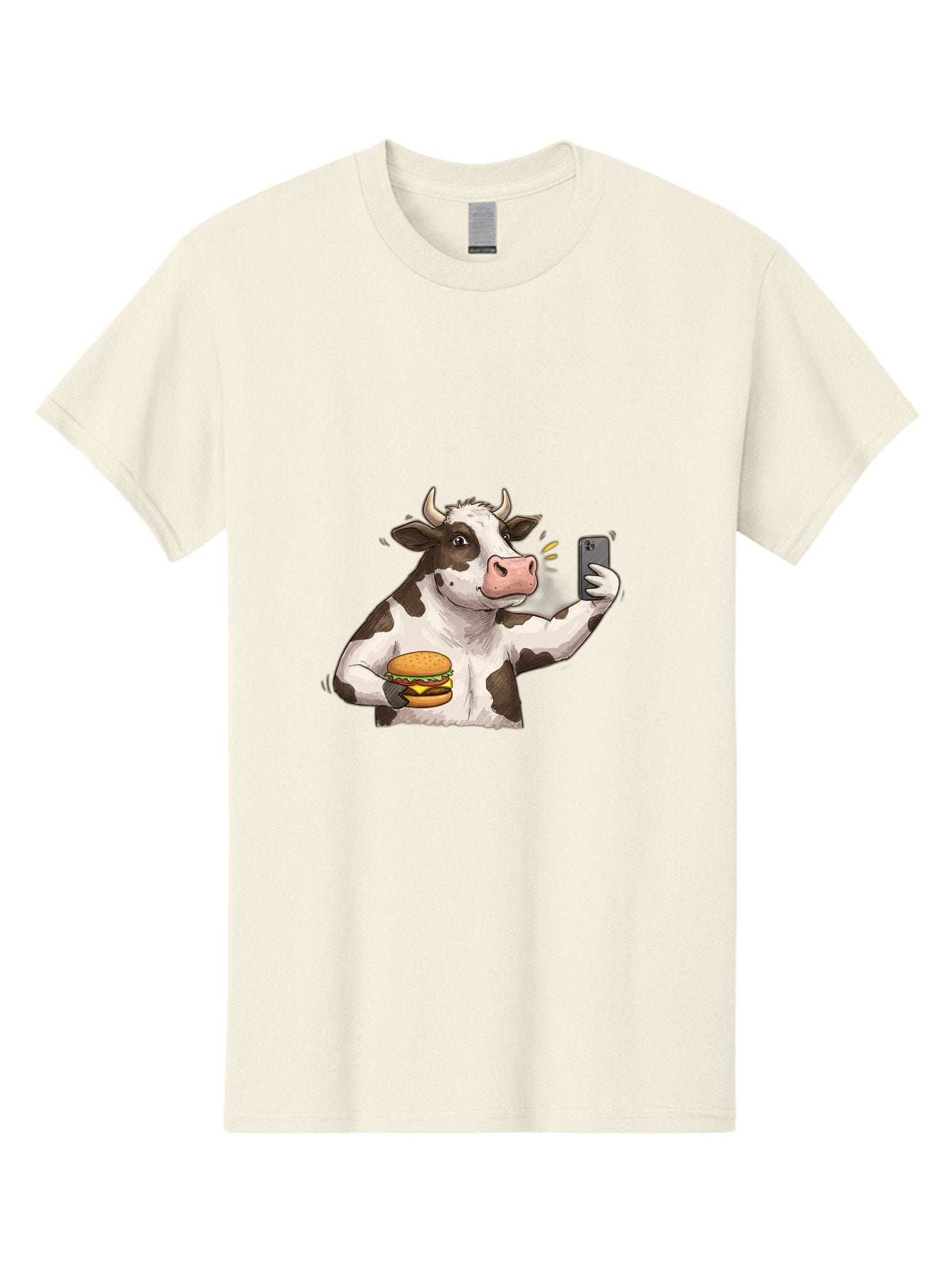 Cow-With-Hamburger-1 Men'S Graphic Tee, 100% Cotton, Comfortable Casual Summer Wear, Machine Washable, Vintage Camera, Old Camera, Antique Camera, Black Camera, Classic Photography, Photography Equipment, Nostalgic Device, Film Camera, Bah820 3