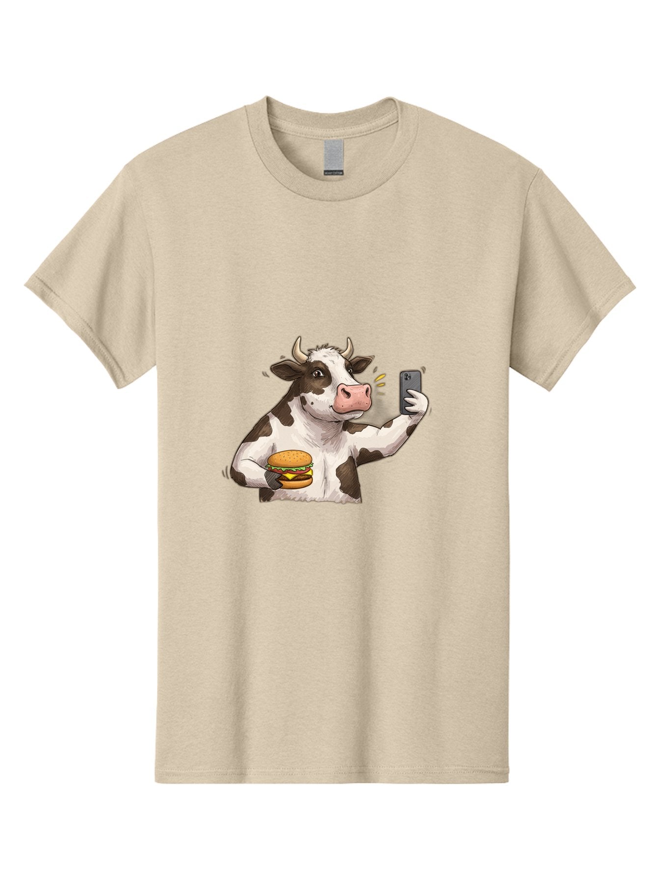 Cow-With-Hamburger-1 Men'S Graphic Tee, 100% Cotton, Comfortable Casual Summer Wear, Machine Washable, Vintage Camera, Old Camera, Antique Camera, Black Camera, Classic Photography, Photography Equipment, Nostalgic Device, Film Camera, Bah820 12