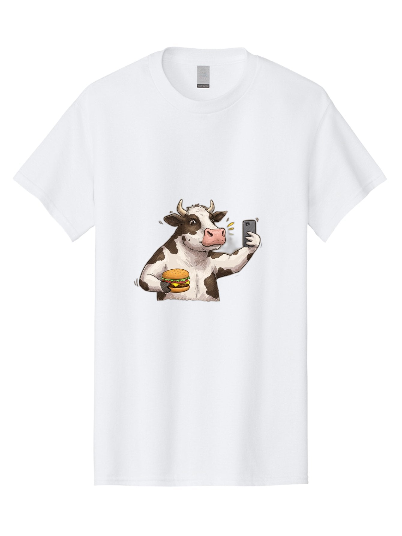 Cow-With-Hamburger-1 Men'S Graphic Tee, 100% Cotton, Comfortable Casual Summer Wear, Machine Washable, Vintage Camera, Old Camera, Antique Camera, Black Camera, Classic Photography, Photography Equipment, Nostalgic Device, Film Camera, Bah820 5