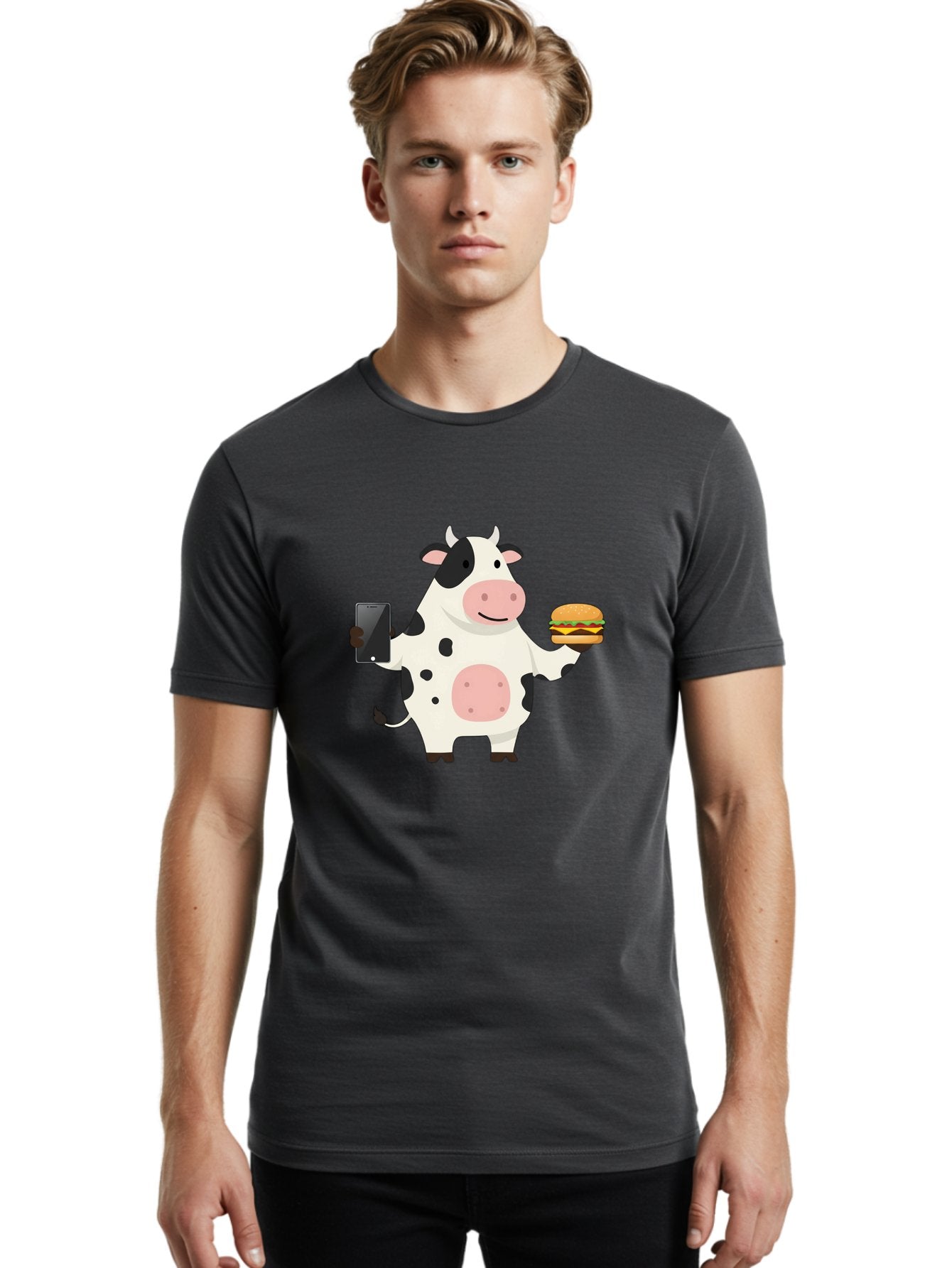 Cow-With-Hamburger Men'S Graphic Tee, 100% Cotton, Comfortable Casual Summer Wear, Machine Washable, Vintage Camera, Old Camera, Antique Camera, Black Camera, Classic Photography, Photography Equipment, Nostalgic Device, Film Camera, Bah821 16